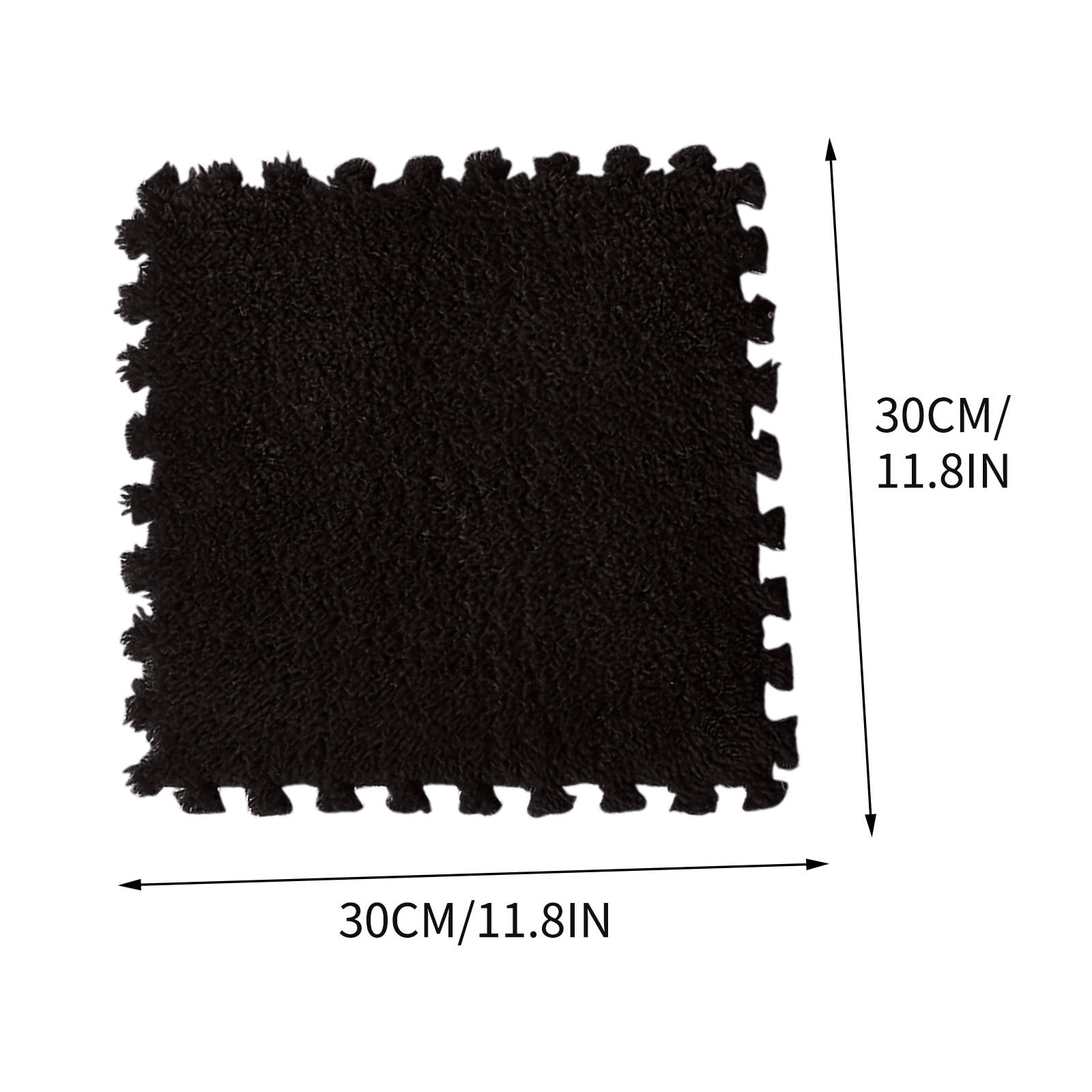 YuXinYang Plush Interlocking Foam Floor Tiles Soft Puzzle Carpet Mats for Kids Playroom (Black, 10 Pcs) s2kfh