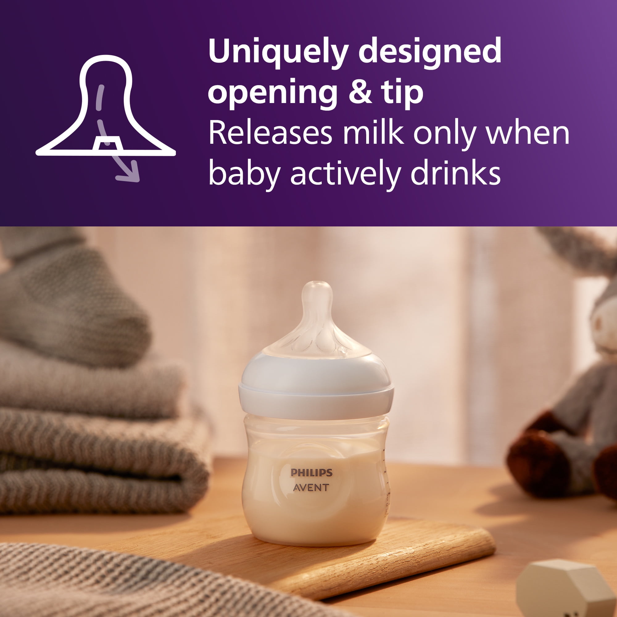 Philips AVENT Natural Baby Feeding Set with Natural Response Nipple (Clear, 4 fl oz, 3-Pack) 50nu2