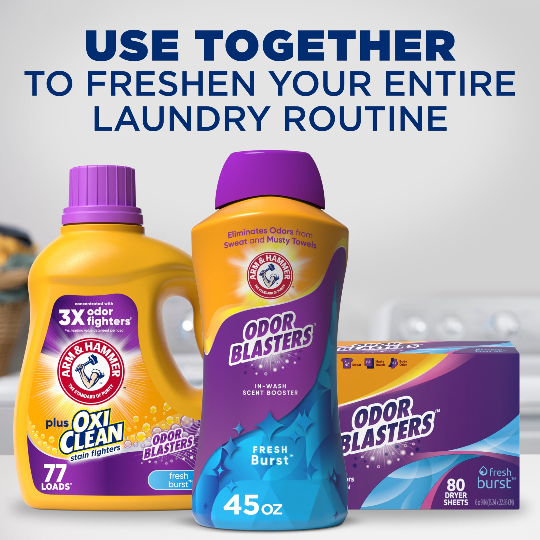 ARM & HAMMER Odor Blasters In-Wash Scent Booster, Laundry Fragrance Crystals (Fresh Burst, 45 oz) w8kob