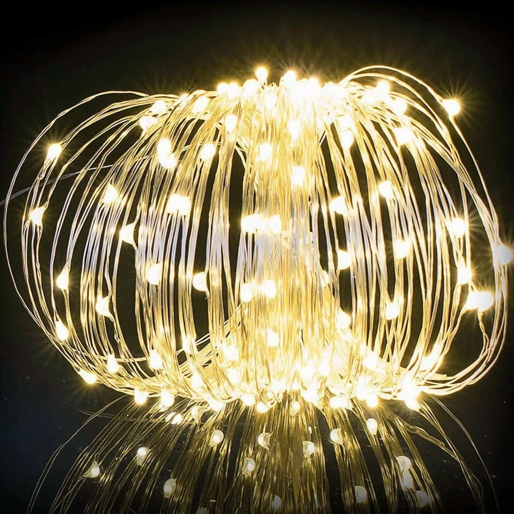 Purely Elizabeth Solar LED String Lights Waterproof Copper Wire for Outdoor Garden Party Decor (Warm White, 33 ft) 7j5v6