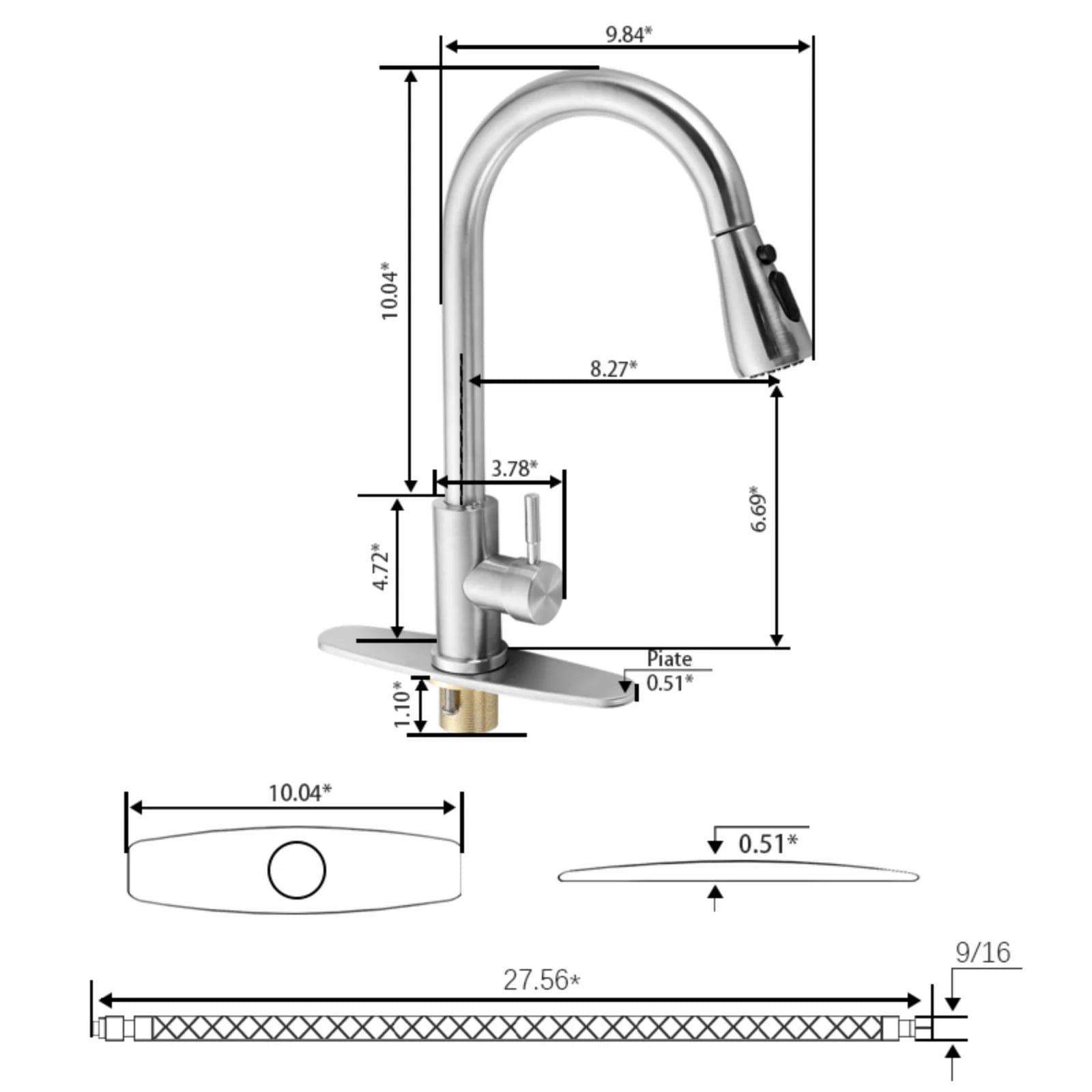 Tmdioo Kitchen Faucet with Pull Down Sprayer, High Arc Stainless Steel Single Handle Sink Faucet (Brushed Nickel, 18 in Hose) eg5qt