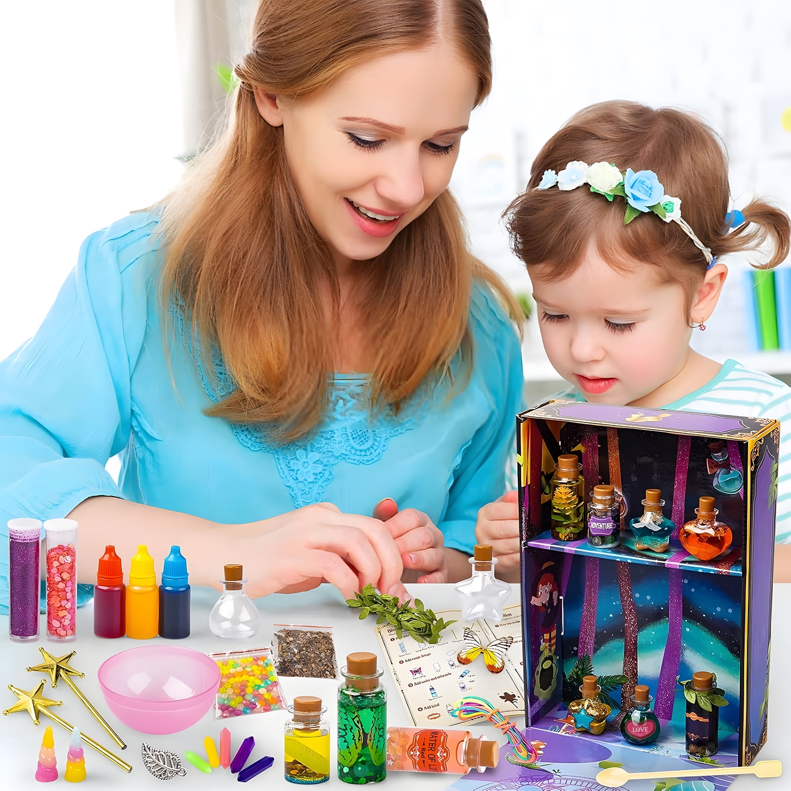KiddiTouch Fairy Potion Making Kit for Kids, DIY Creative Craft Activity Set (Multicolor, 22-Piece Set) 5ncuw