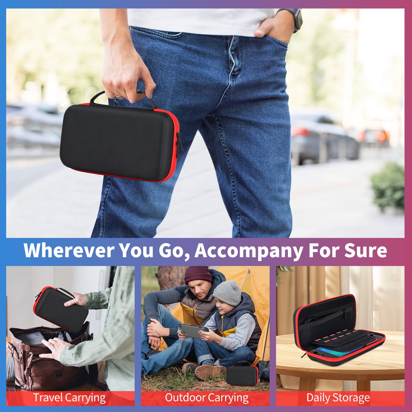 PHANCIR Carrying Case for Nintendo Switch 2 (2025) Protective Travel Bag with Screen Protector (Black, 11.81 in x 5.51 in x 2.56 in) se4aj