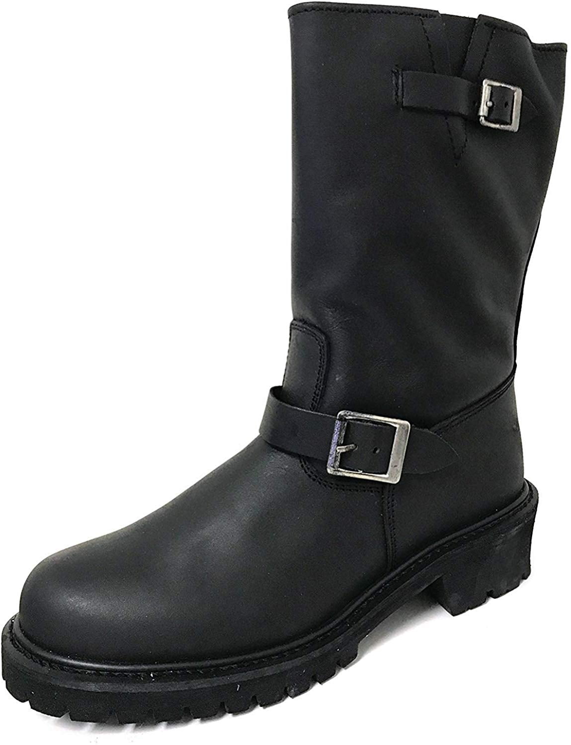 ClimaTex Men's Engineer Motorcycle Boots Heavy-Duty Leather Biker Footwear (Black, 12 in) 6fw3y