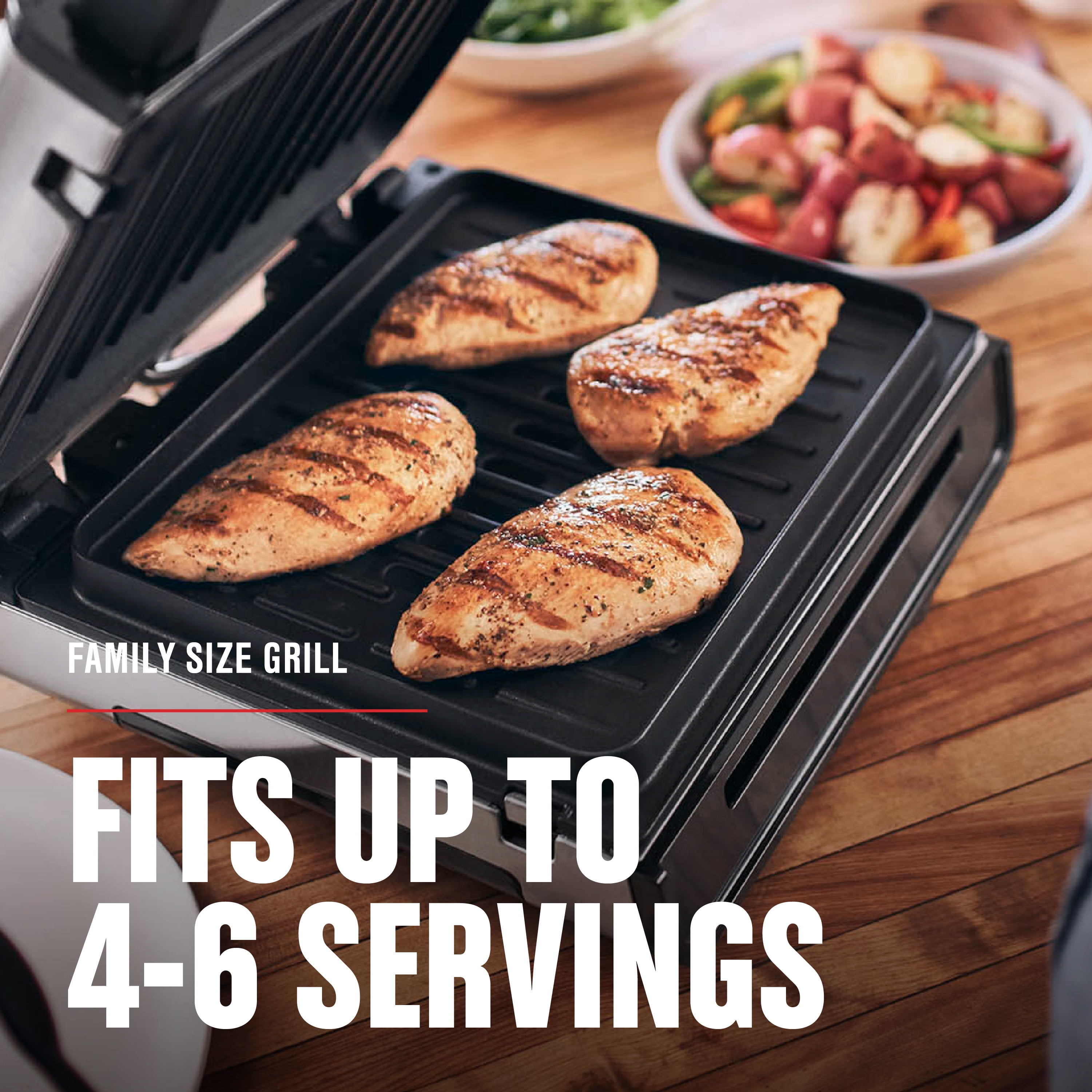 George Foreman Electric Indoor Grill, Smokeless Contact Grilling with Removable Plates (Silver, 90 sq in) jdmso