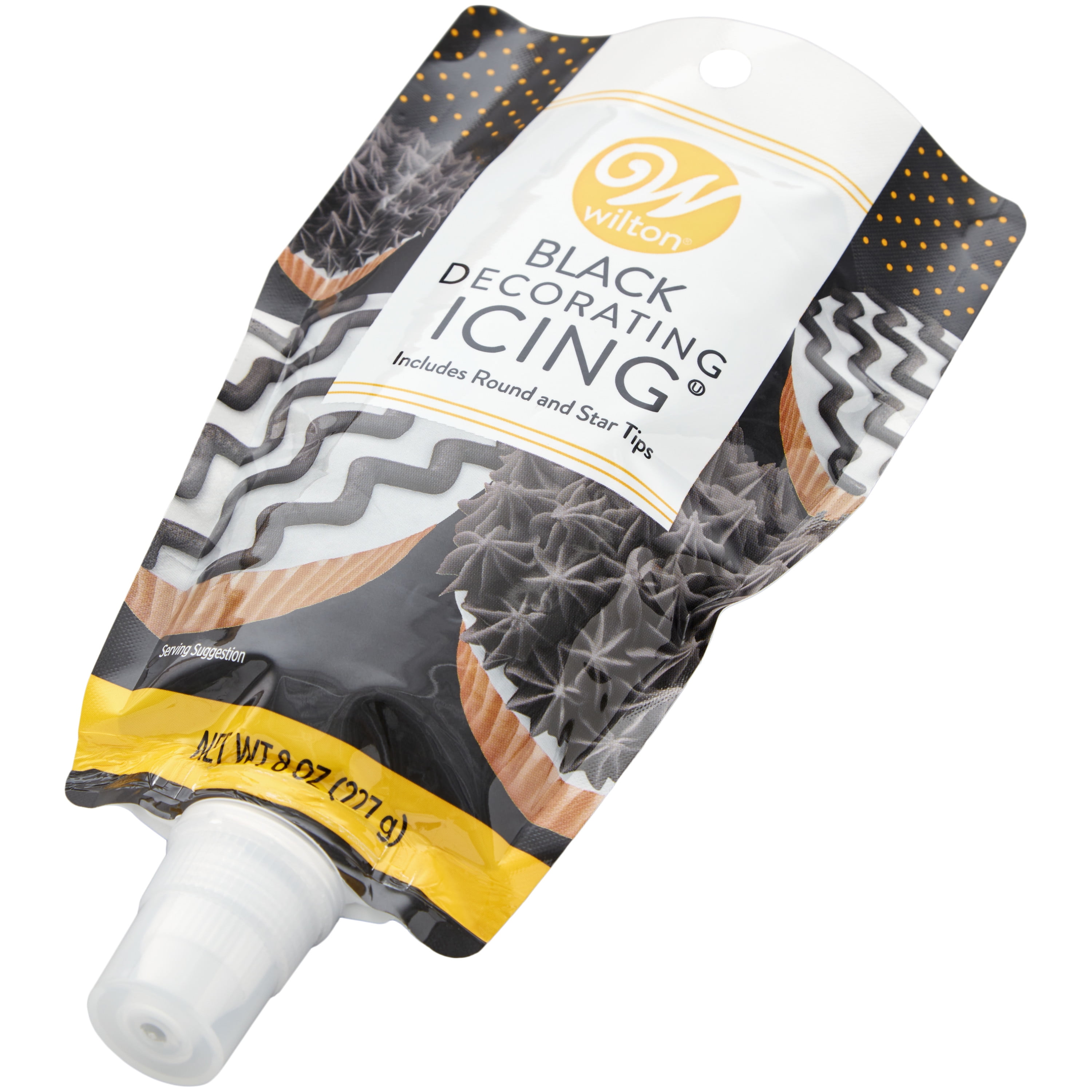 Wilton Black Buttercream Icing Pouch with Star and Round Tips (Black, 8 oz) qah5m - Image 2
