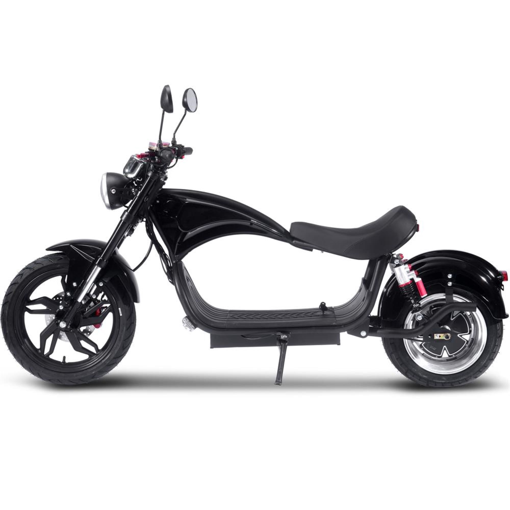 MotoTec Raven 2500W Electric Cafe Motorcycle (Black, 60V 30Ah) drkqj