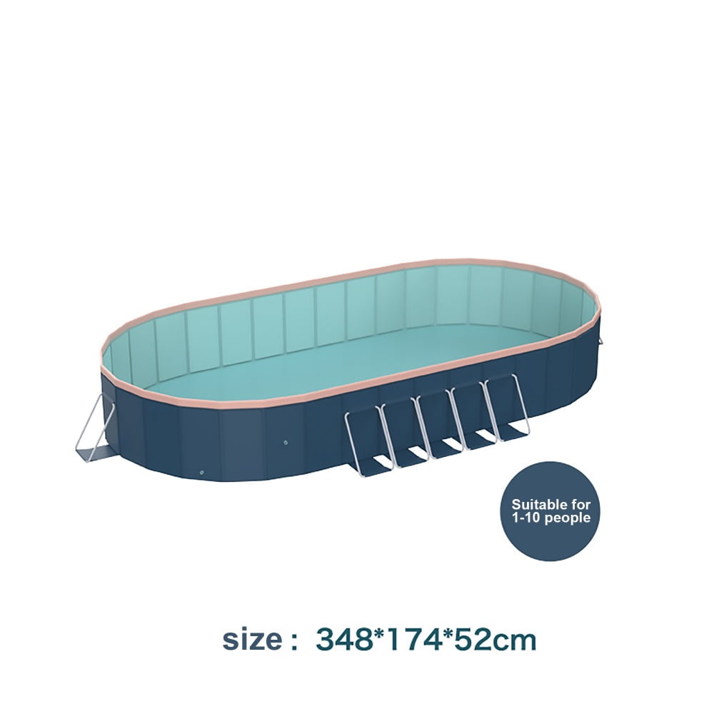 Generic Above Ground Swimming Pool, Folding Outdoor Family Pool with Aluminum Alloy Frame (Blue-Gray, 12 ft x 8 ft) lvu3r