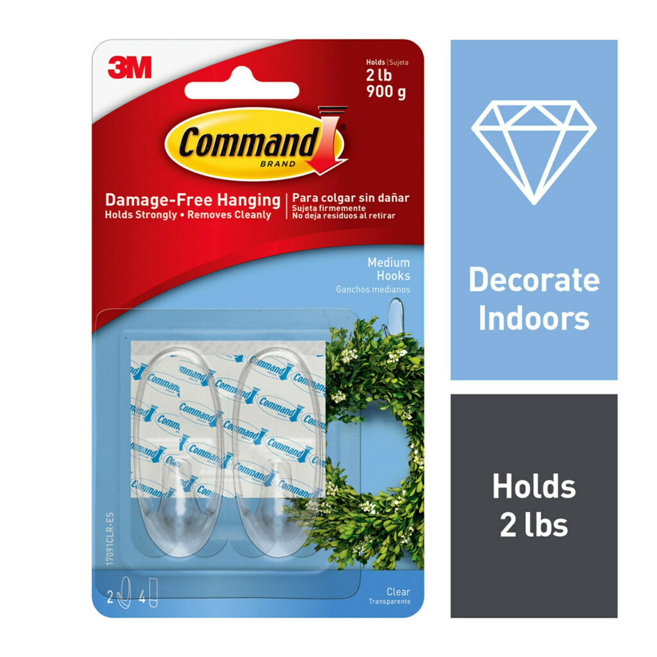 Command Medium Wall Hooks, Damage-Free Adhesive Hanging for Home Decor (Clear, 3 Pack) klafy