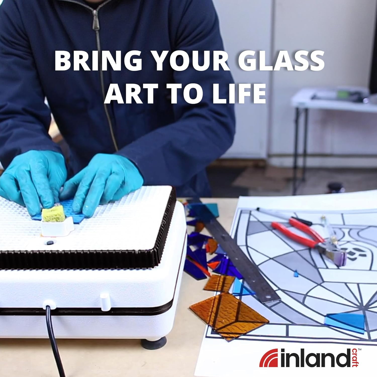 Inland Craft Wiz Glass Grinder for Stained Glass Shaping (White, 2-Bit Set) 429h9