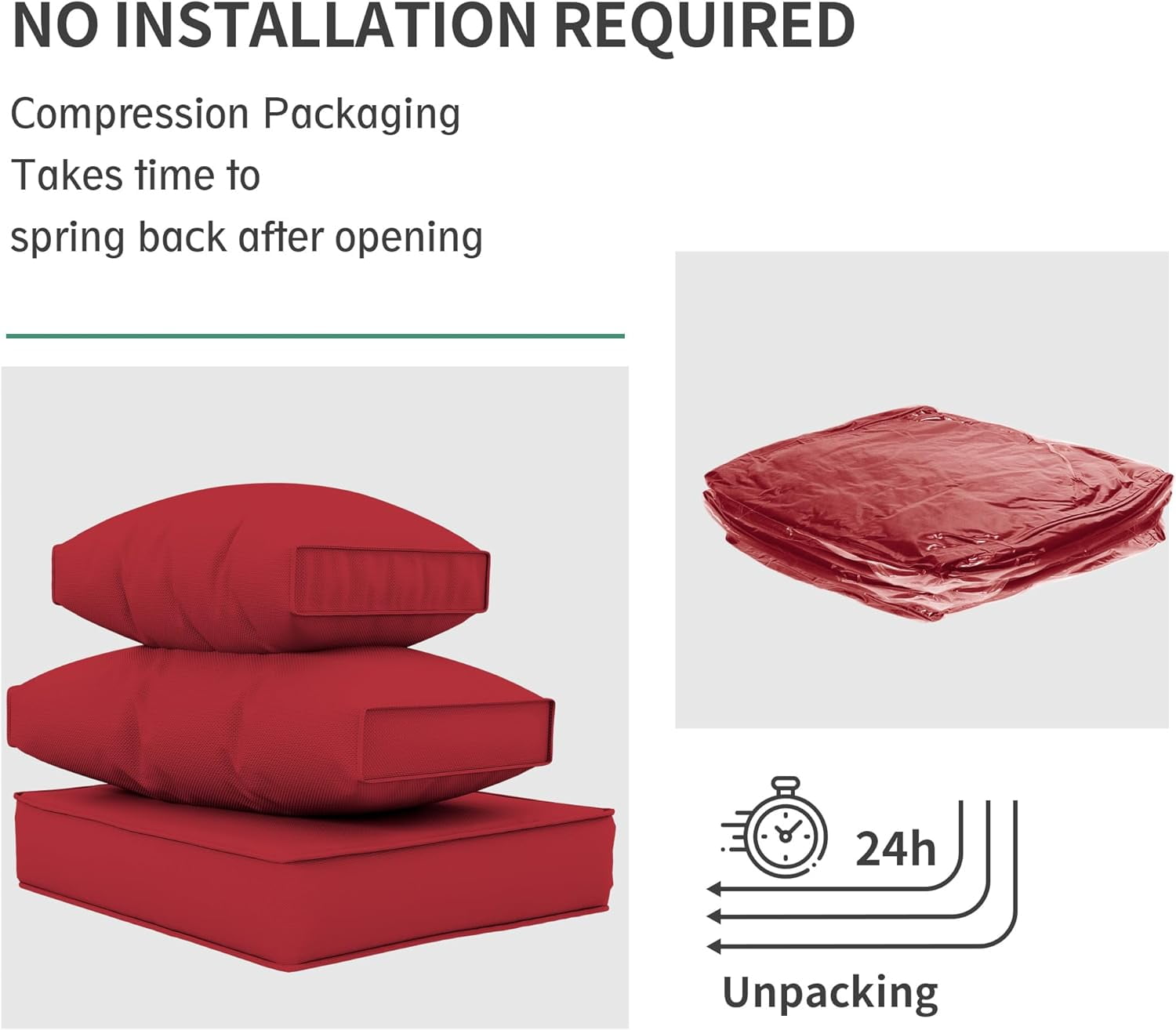 ELPOSUN Outdoor Patio Furniture Replacement Cushions, Deep Seat Sectional Sofa Cushions, Water-Resistant Fabric (Red, 14-Piece Set) px94t