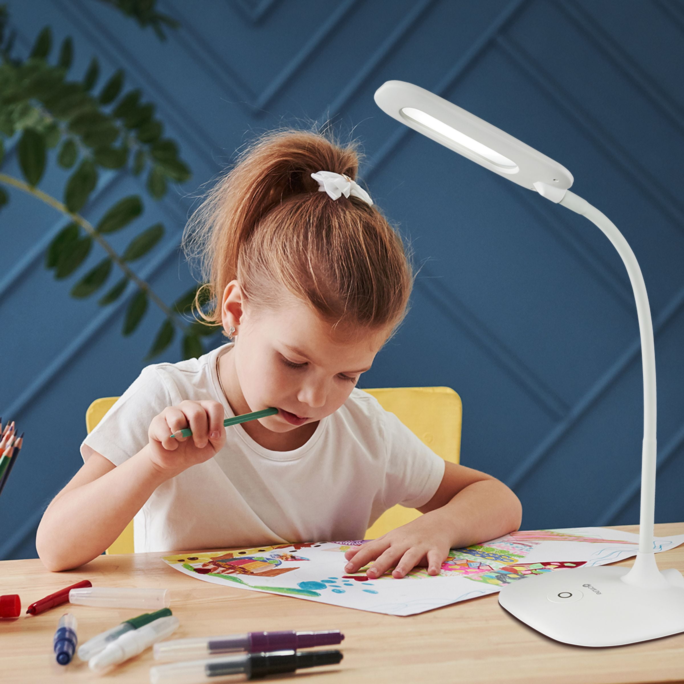 OttLite ClearSun LED Desk Lamp with Flexible Neck and Touch Controls (White, 12 in) a4r5r