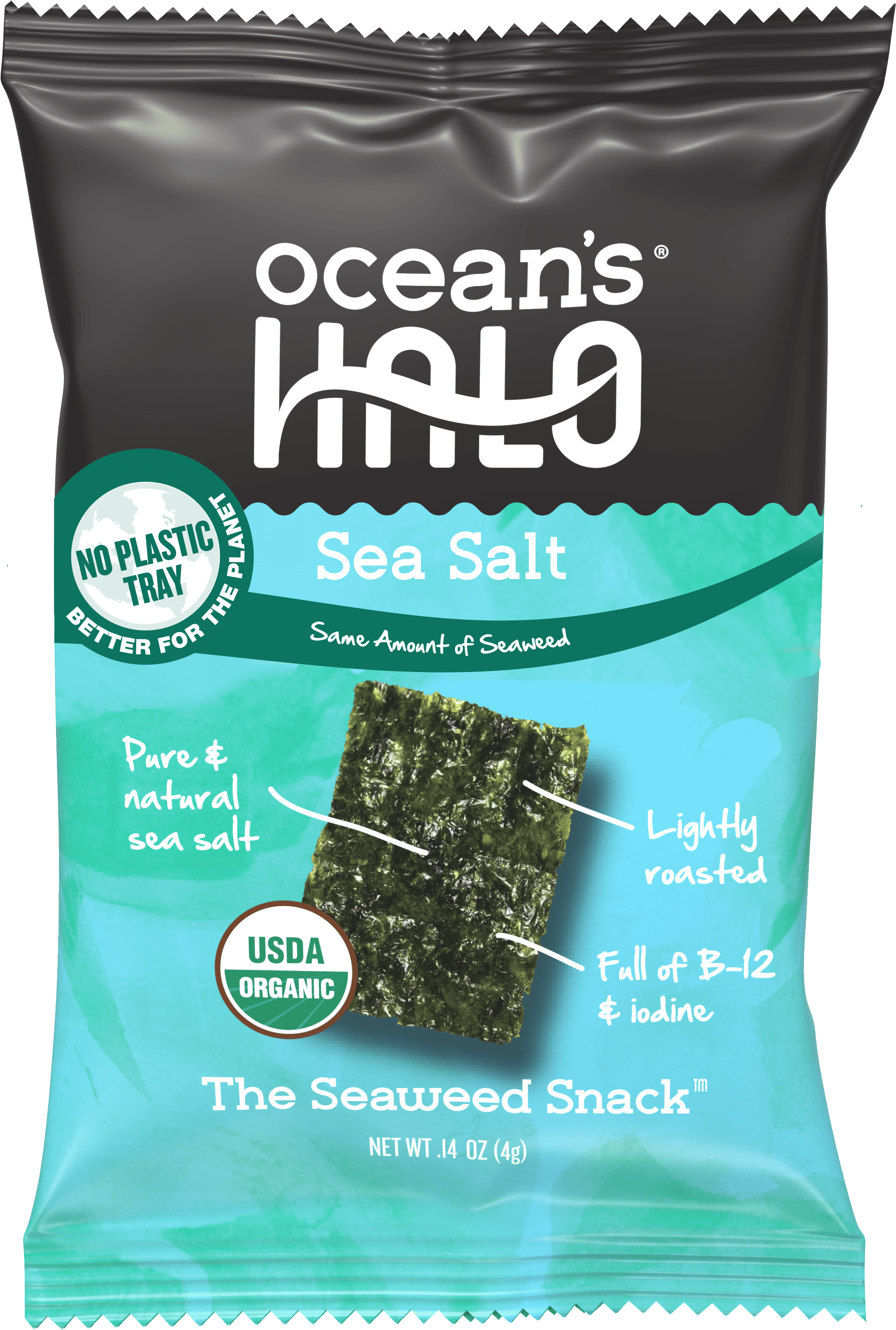 Ocean's Halo Organic Seaweed Snack, Roasted Nori Sheets with Sea Salt, Vegan & Gluten-Free (Sea Salt, 0.14 oz) ovjbp