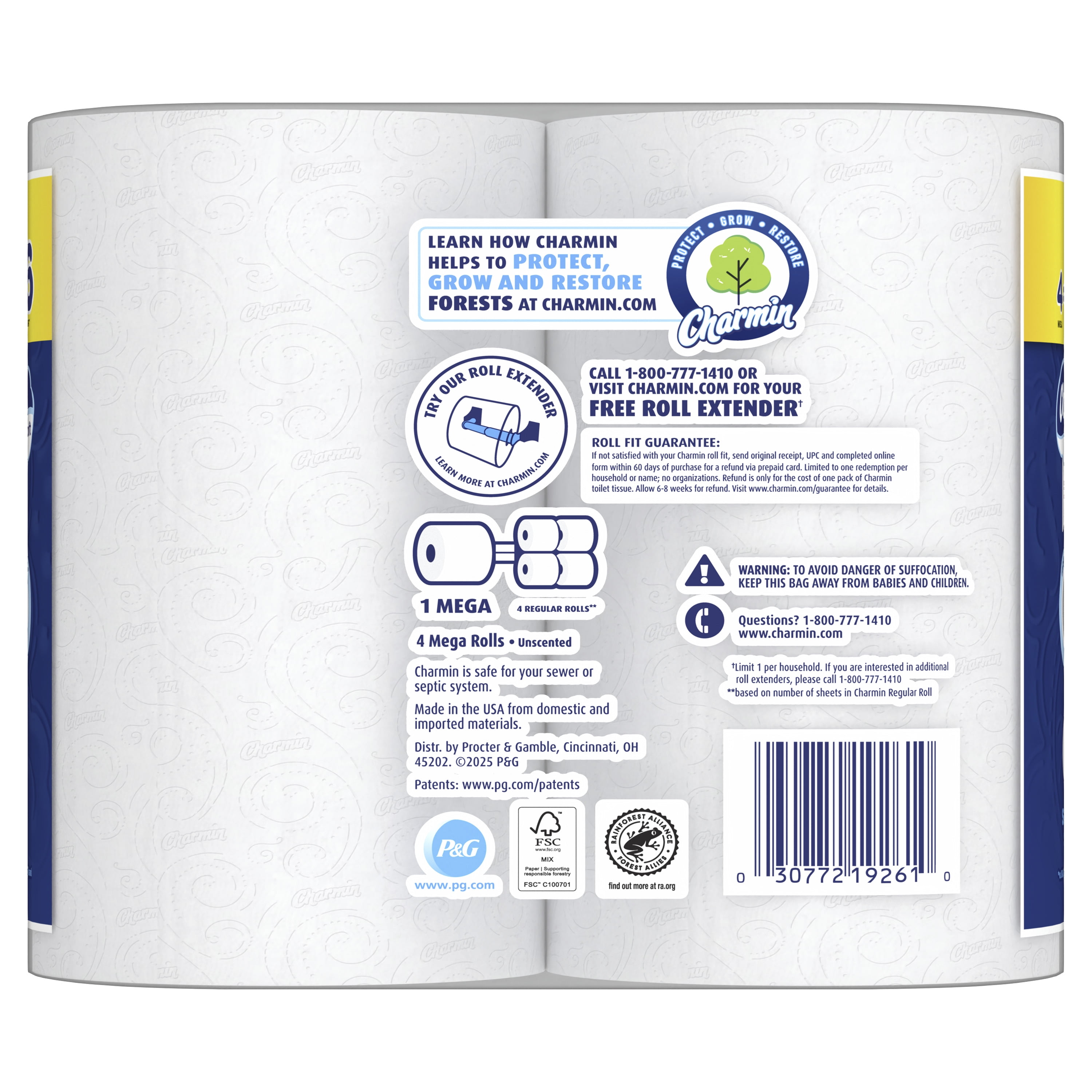 Charmin Ultra Soft Toilet Paper (White, 4 Mega Rolls) mtmhb