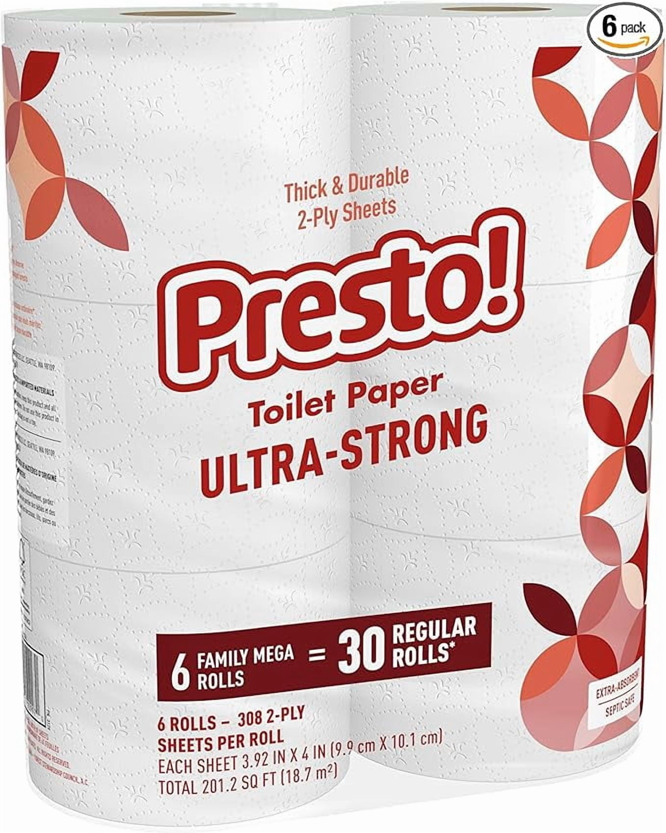 Presto! Ultra-Strong 2-Ply Toilet Paper (White, 6 Mega Rolls) kei81