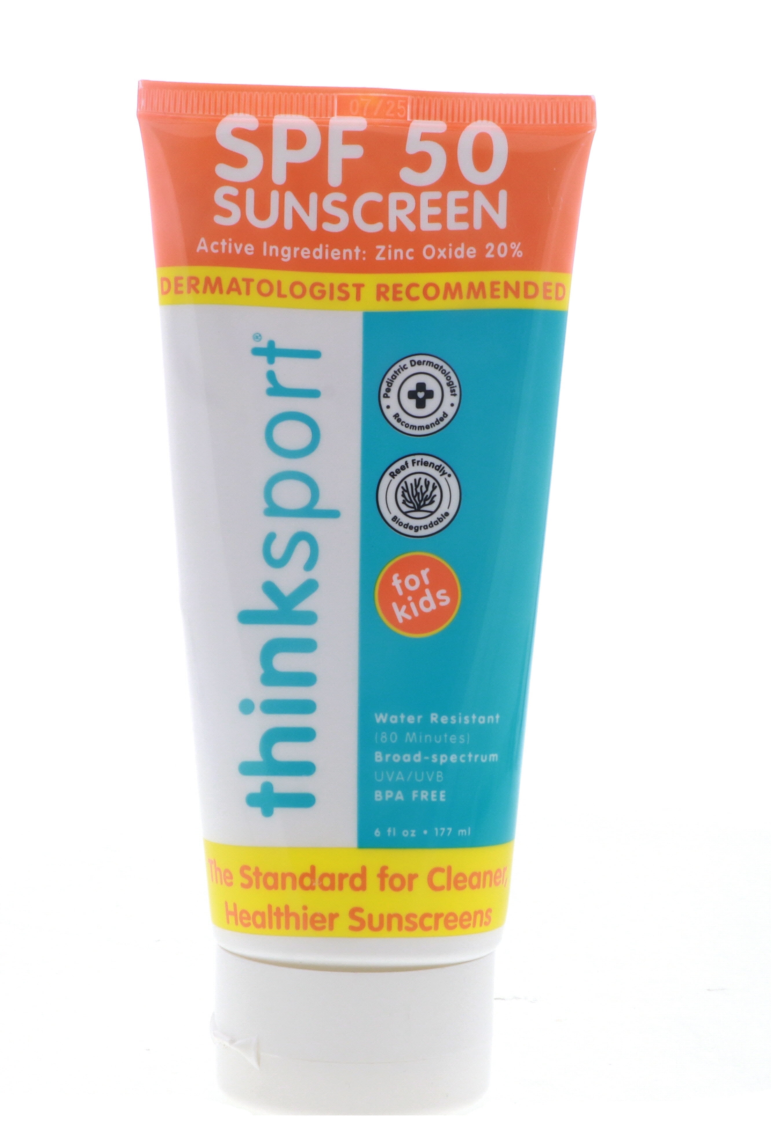 Thinksport Kids Sunscreen SPF 50+ Broad Spectrum Mineral Protection (White, 6 oz) k6539