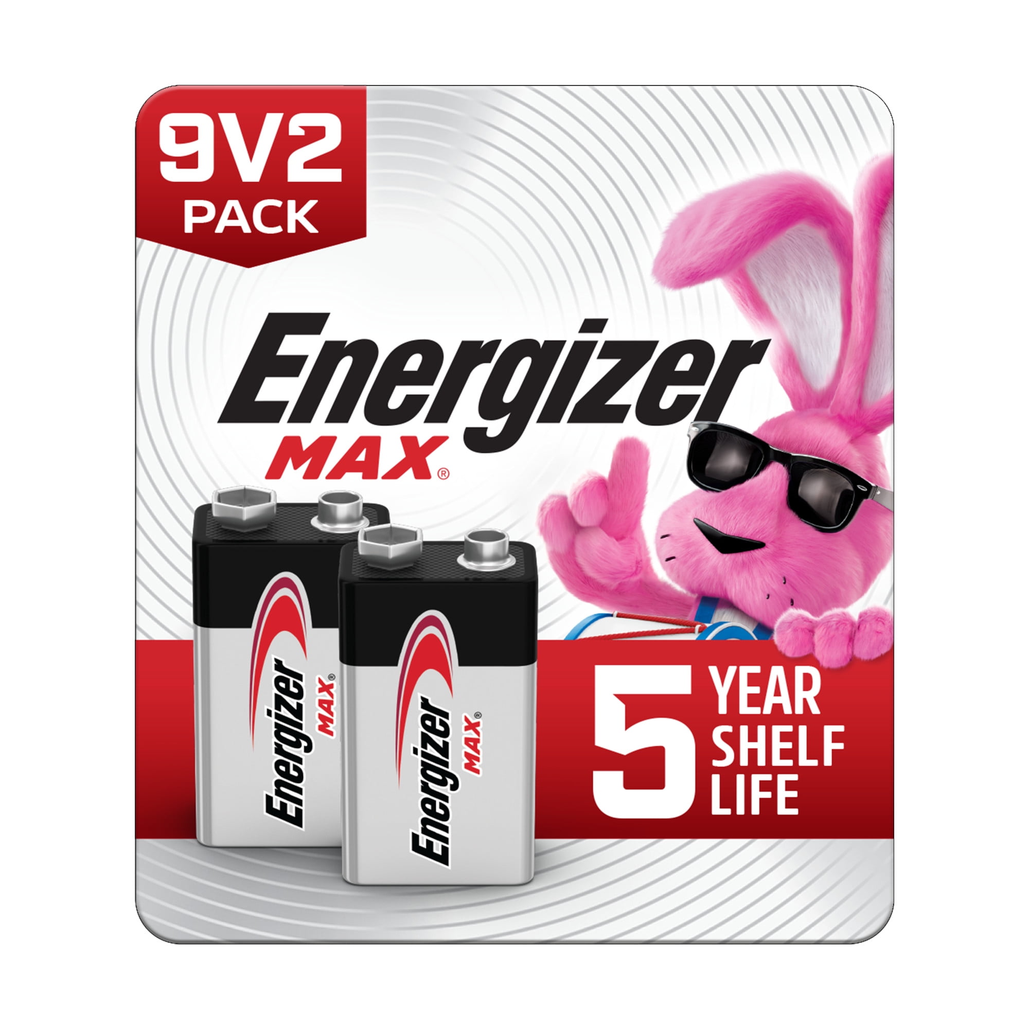 Energizer MAX 9V Alkaline Batteries (Long-Lasting Power, 2 Pack) 71011
