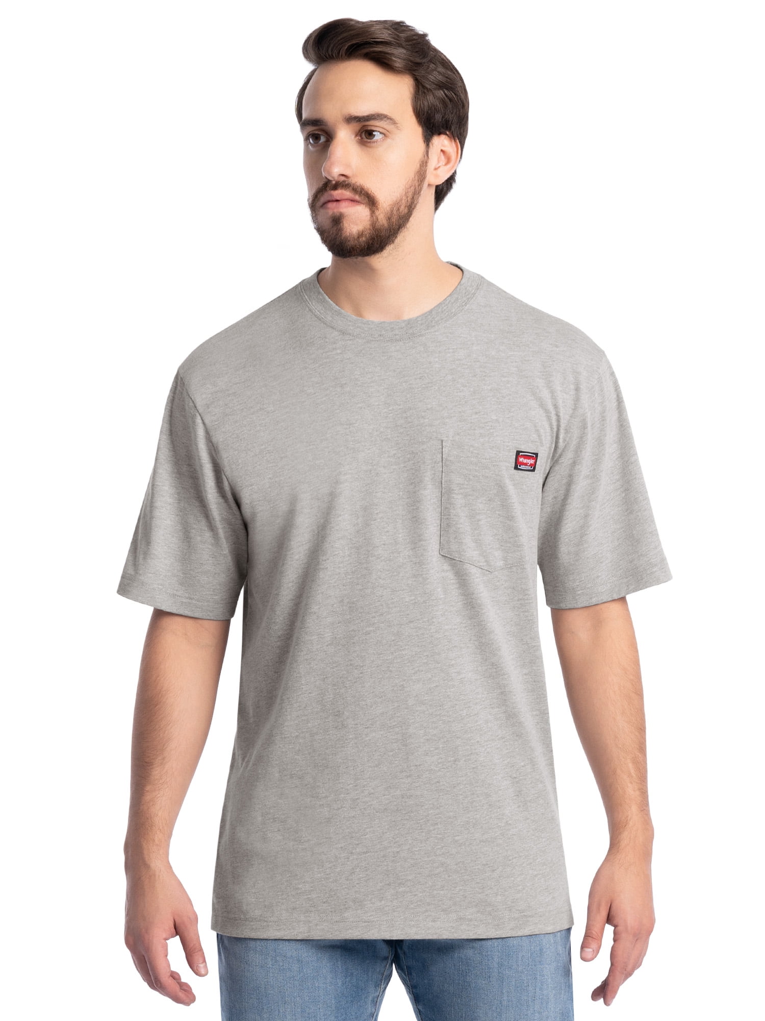 Wrangler Workwear Men's Short Sleeve Pocket T-Shirt (Grey, S) 3-Pack scu55