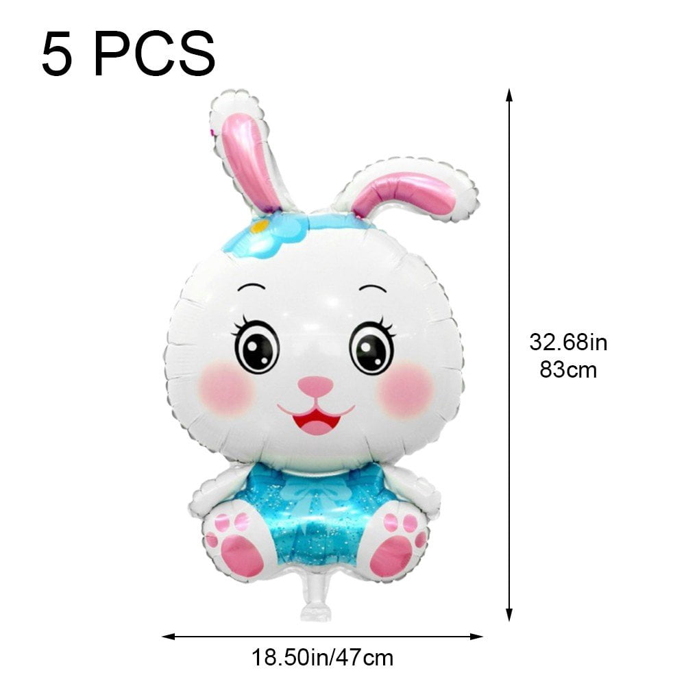 Jiibva Easter Bunny Foil Balloons, Rabbit Shaped Party Decorations (Blue, 5 Pack) dytcz