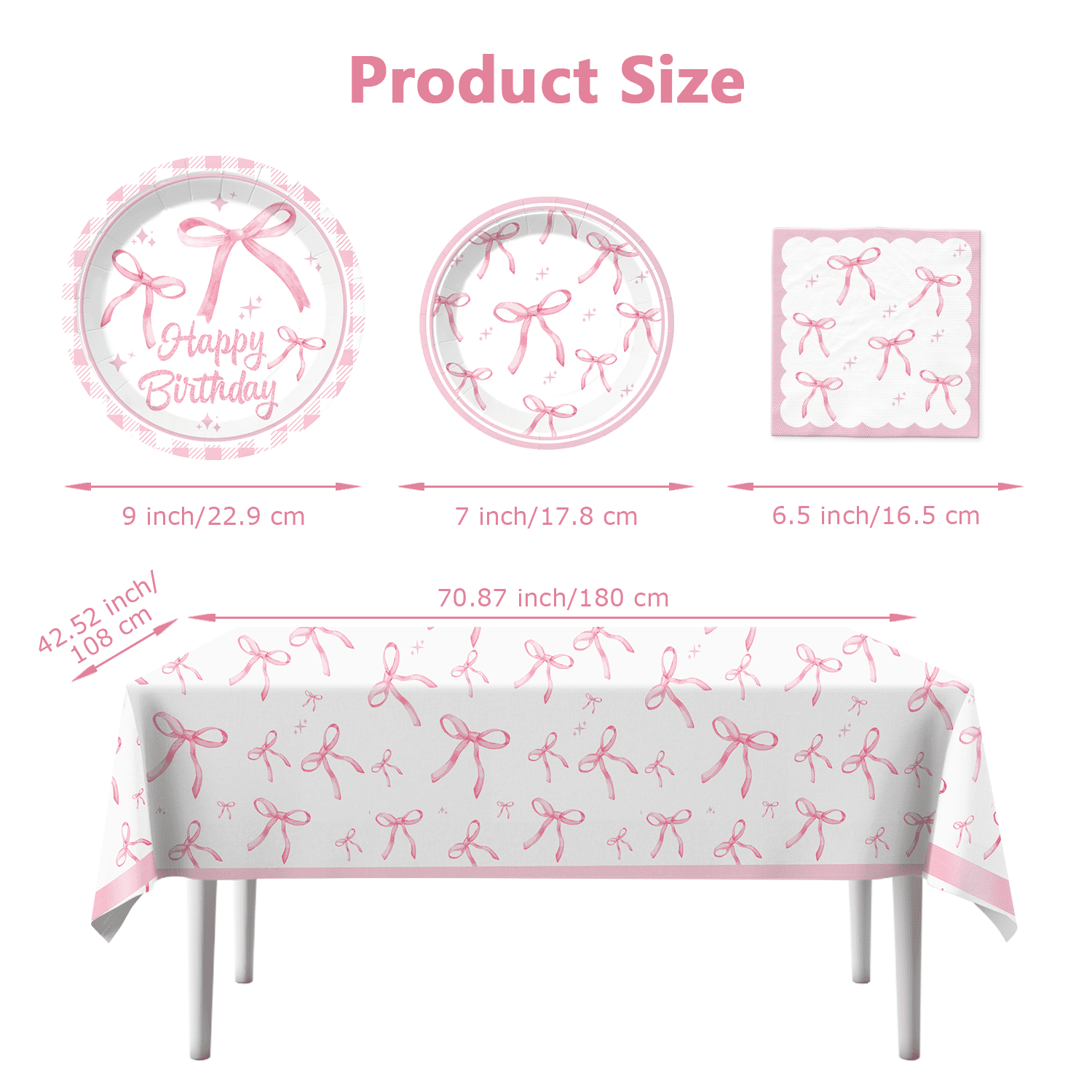 Morabloomy Coquette Birthday Party Supplies Set (Pink, 41-Piece Tableware Kit) nxk04