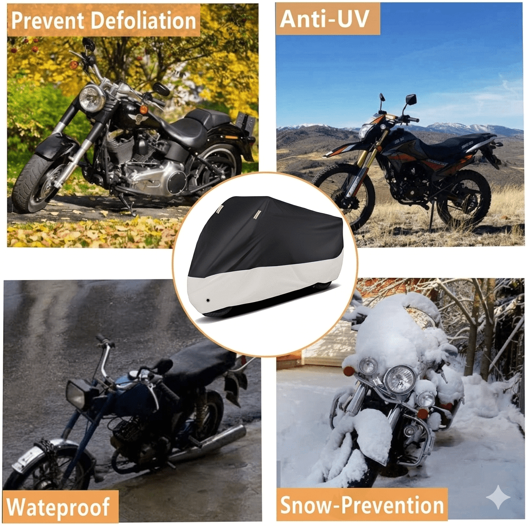 Vunjar Motorcycle Cover, Waterproof All-Season Outdoor Protection with Lock-Holes (Silver, 96 in) gw610