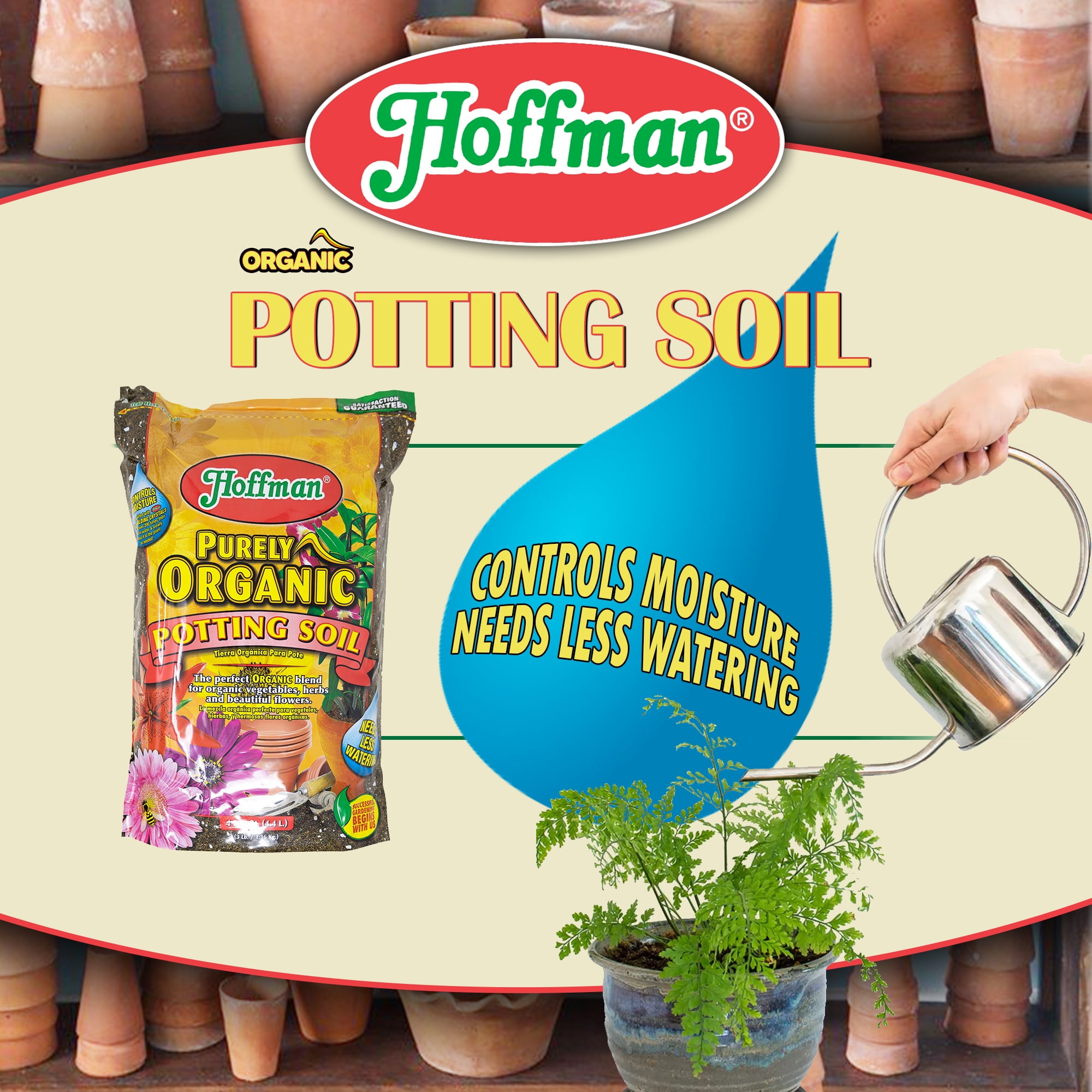Hoffman Organic Potting Soil Plus, Nutrient-Rich Indoor and Outdoor Plant Mix (4 qt) hizcf