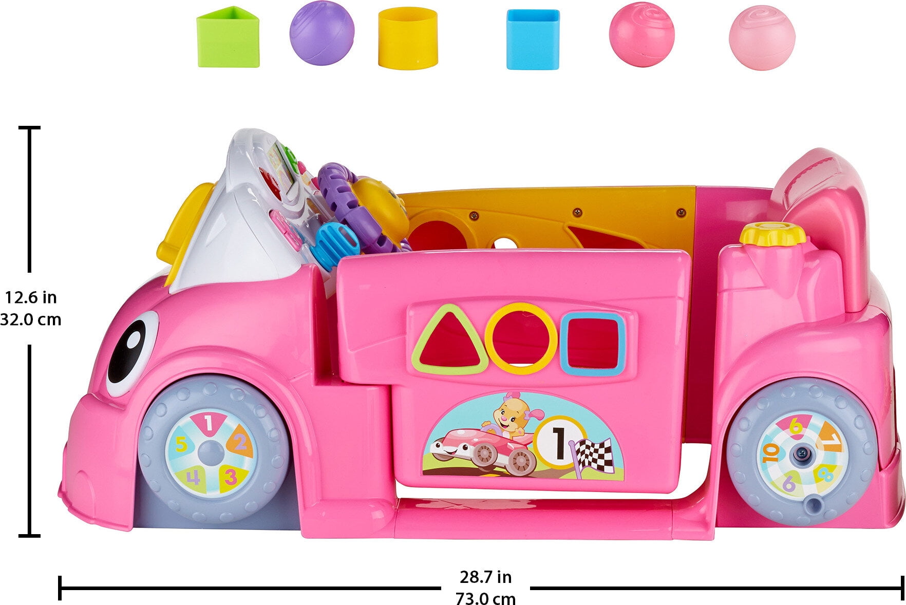 Fisher-Price Laugh & Learn Crawl Around Car, Electronic Learning Activity Center for Infants (Pink, 1 Unit) 4qu1u