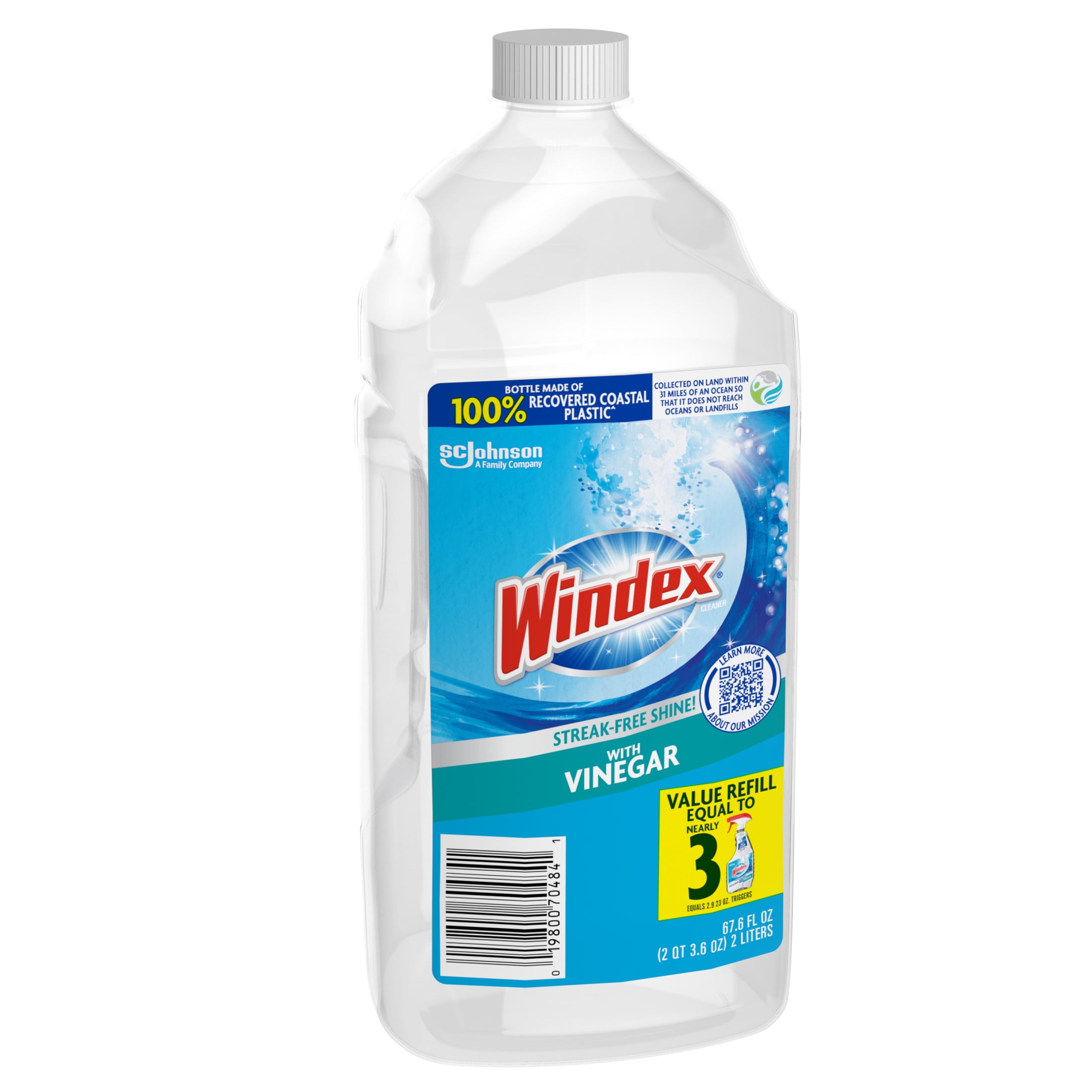 Windex Vinegar Glass and Window Cleaner, Streak-Free Shine, Refill (67.6 fl oz) s6fdt