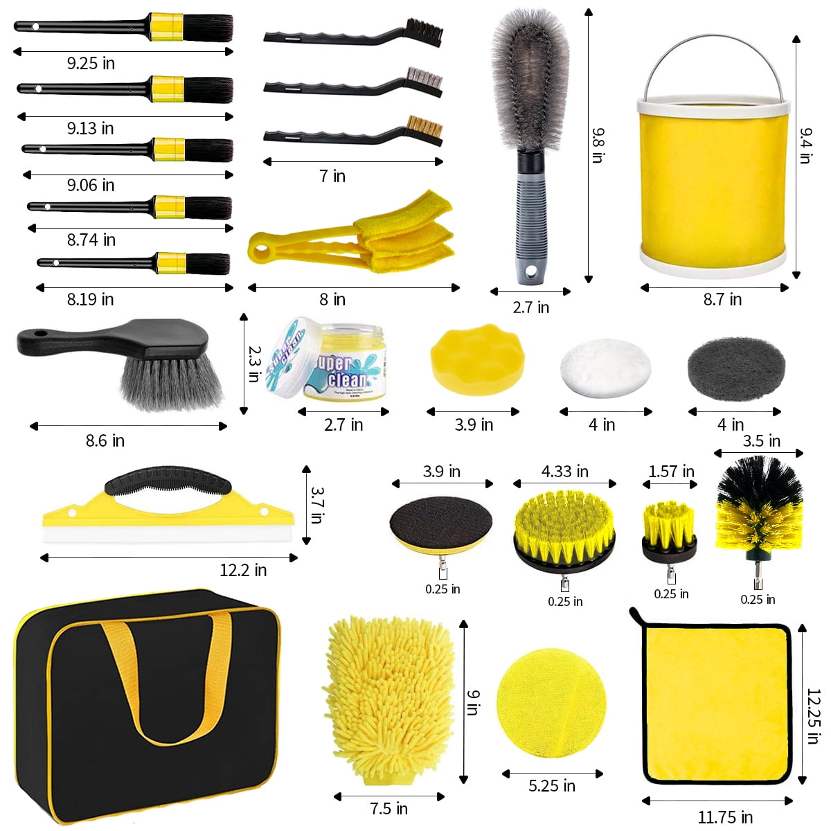 STORGENER 35-Piece Car Detailing Kit, Professional Auto Cleaning Brush Set for Interior, Exterior, and Wheels (Yellow, 35-Piece Set) 3zawh