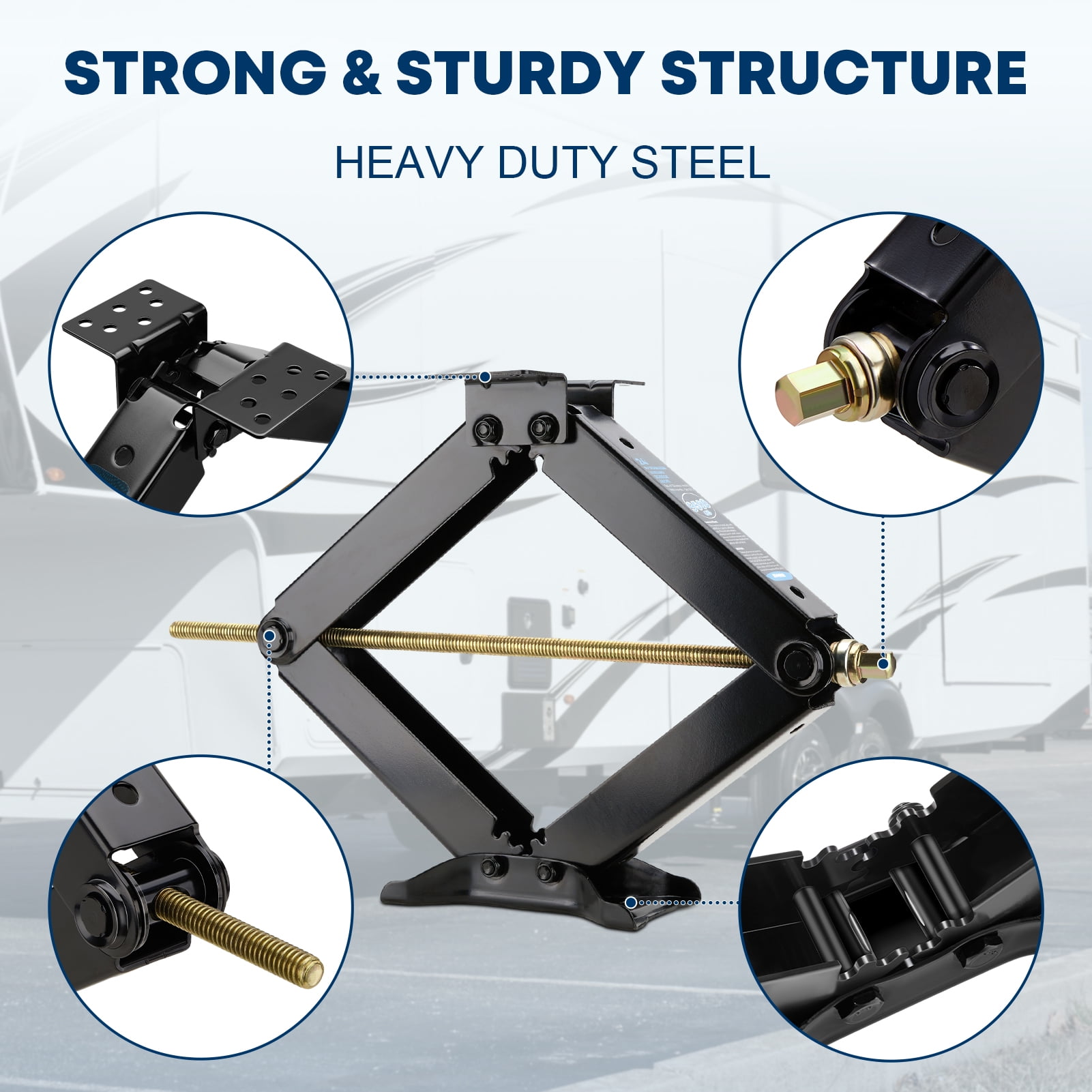 Kohree RV Trailer Stabilizer Scissor Jacks (Black, 9500 lb, Set of 4) di98w