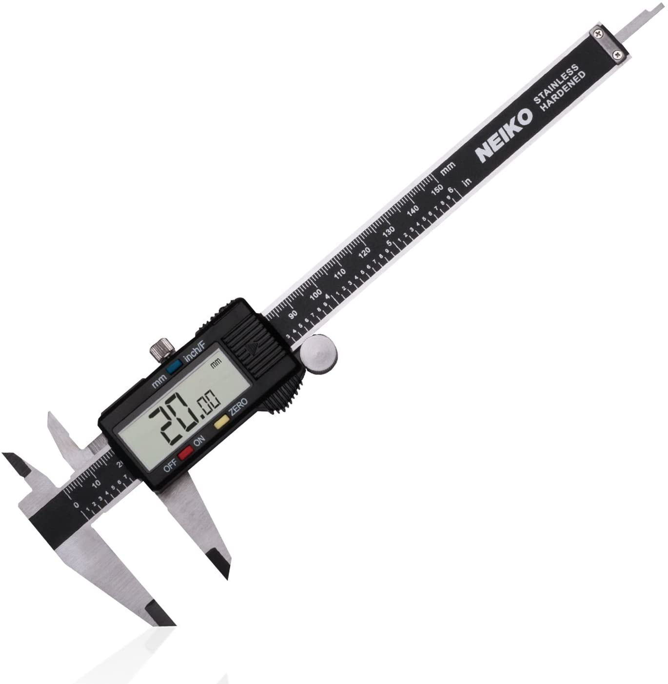 Neiko 01407A Electronic Digital Caliper Measuring Tool, Stainless Steel Construction with Large LCD Screen (Black, 6 in) nvdcw