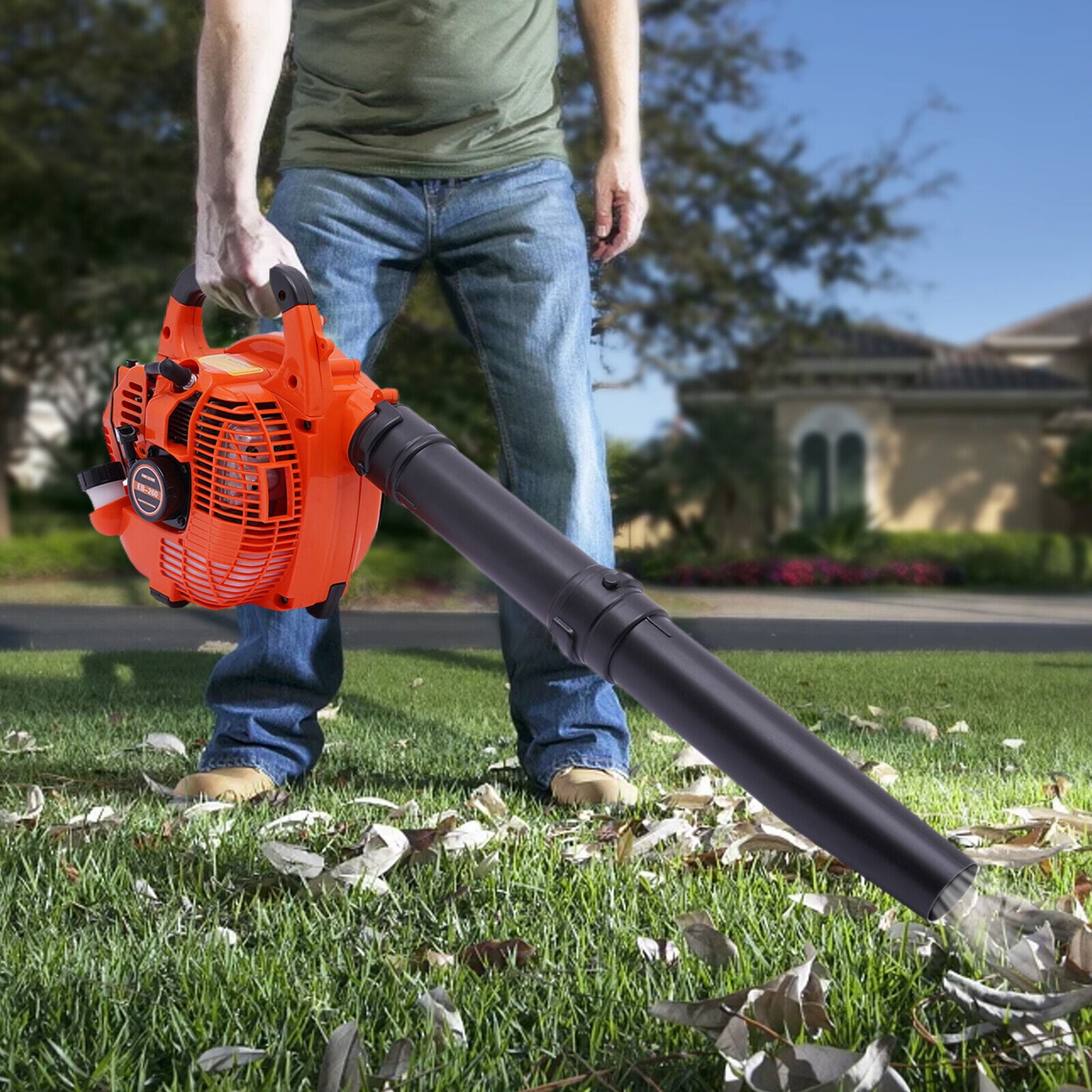 Generic 25.4cc 2-Stroke Gas Powered Handheld Leaf Blower (Orange, 30.4 fl oz) xzbth