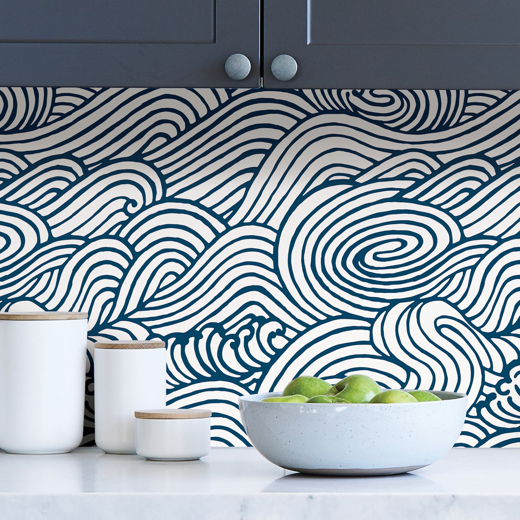NuWallpaper Saybrook Peel and Stick Wallpaper (Navy, 216-in x 20.5-in) qo5c1