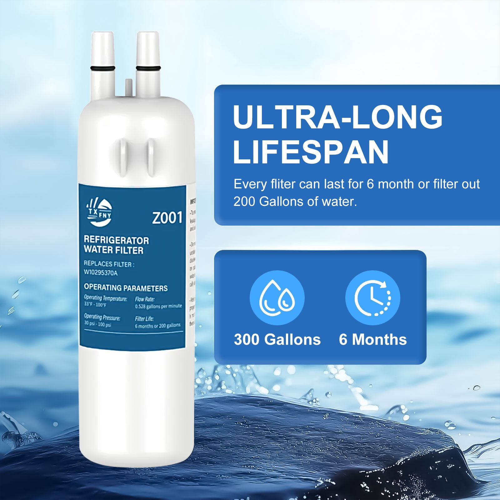 TXFNY Refrigerator Water Filter Replacement for Whirlpool Filter 1 (Compatible with EDR1RXD1, W10295370, 1 Pack) aylmy