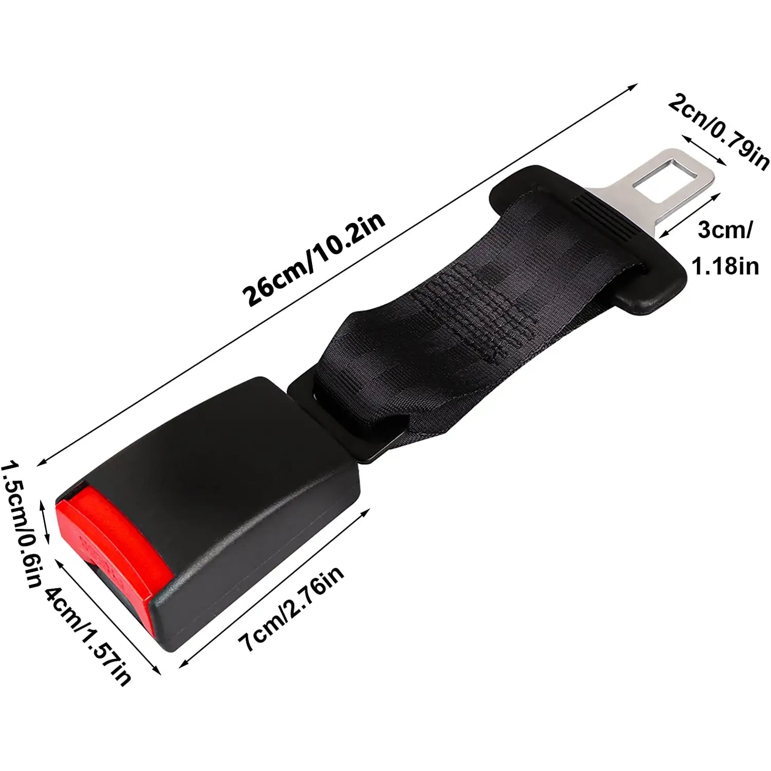 PHANCIR Seat Belt Extender for Cars, Universal Buckle Extension, Durable Stainless Steel (Black, 2 Pack, 10.2 in) ochnx