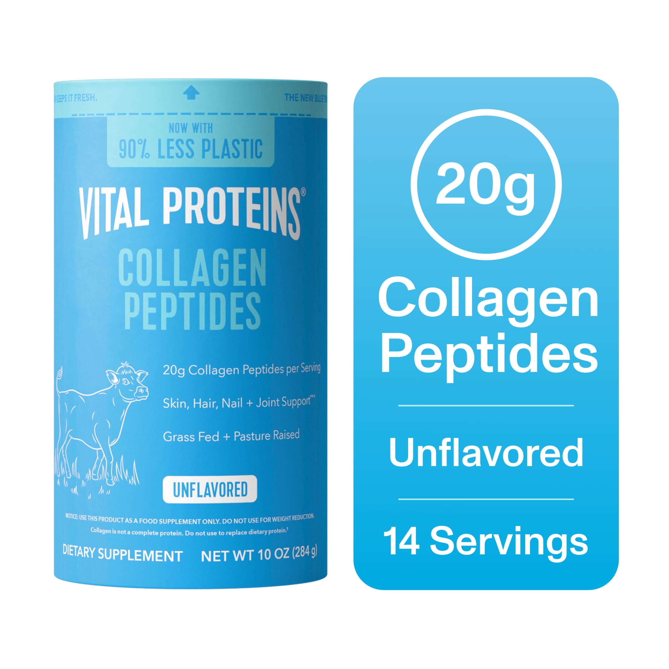 Vital Proteins Collagen Peptides Powder Supplement for Hair, Skin, and Nails (Unflavored, 10 oz) ljozy