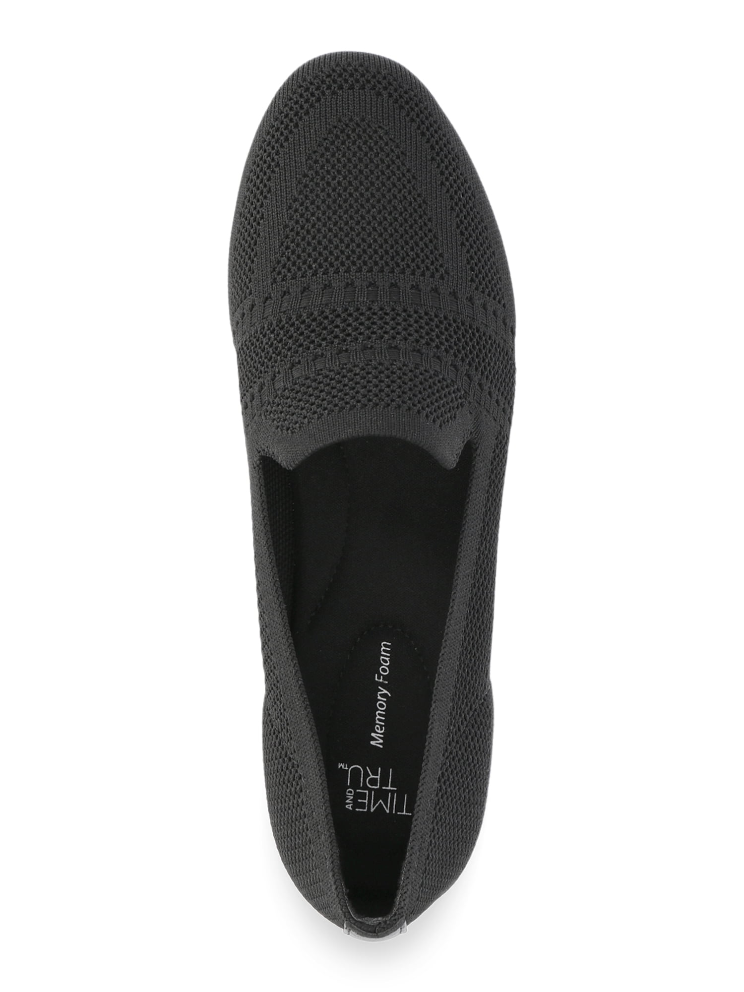Time and Tru Women's Knit Loafers Slip-On Comfort Casual Shoes (Black, 8 US) xl2fd