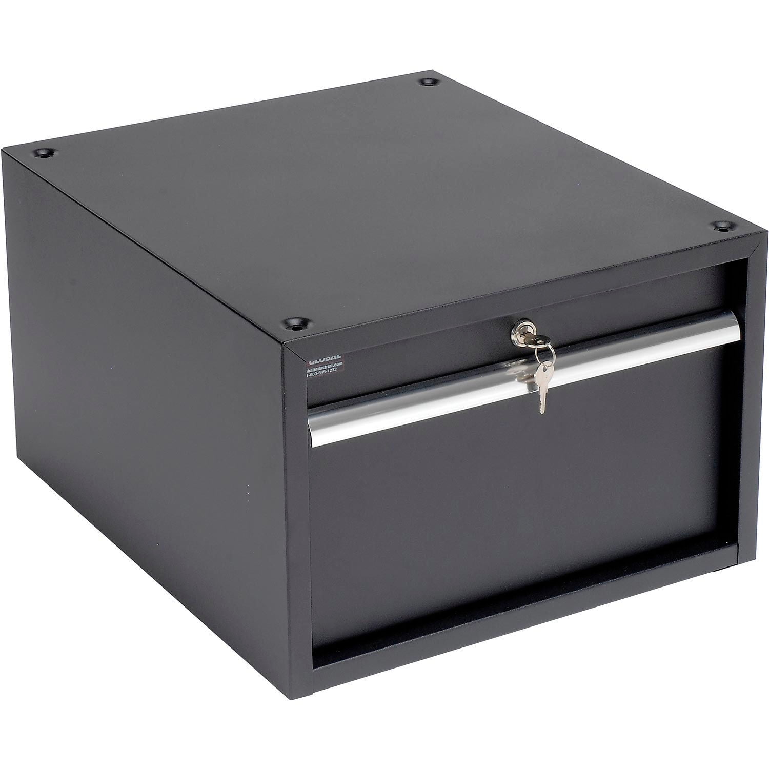 Global Industrial Stacking Steel Drawer (Black, 17.25 in W x 20 in D x 12 in H) 74amc