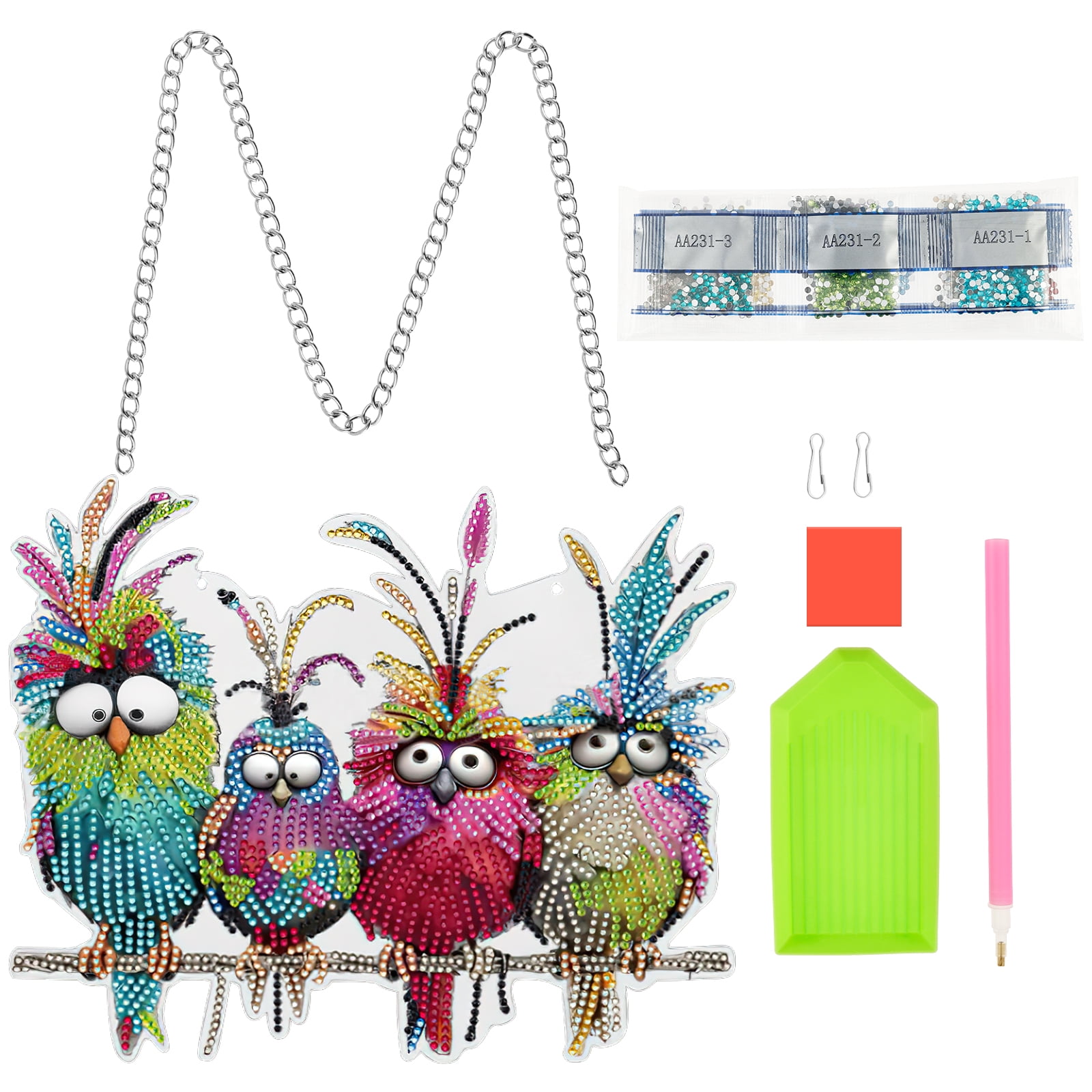 Wekvgz 5D Diamond Painting Ornament Kit, Double Sided Bird Craft Set for Home Decor (Multicolor, 1 Pack) qi3bw