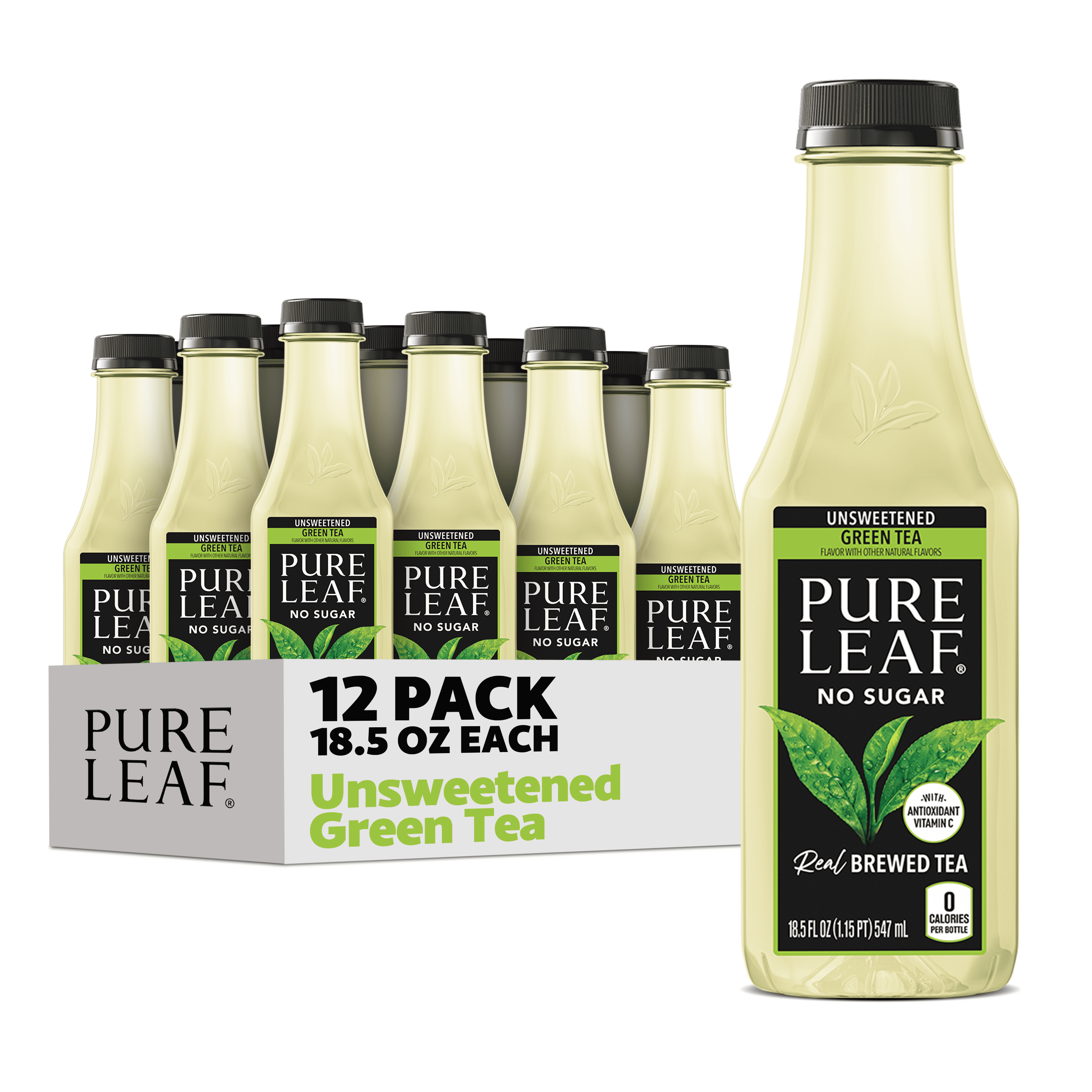 Pure Leaf Unsweetened Real Brewed Green Iced Tea (Green, 12 Pack of 18.5 fl oz) a4rc3