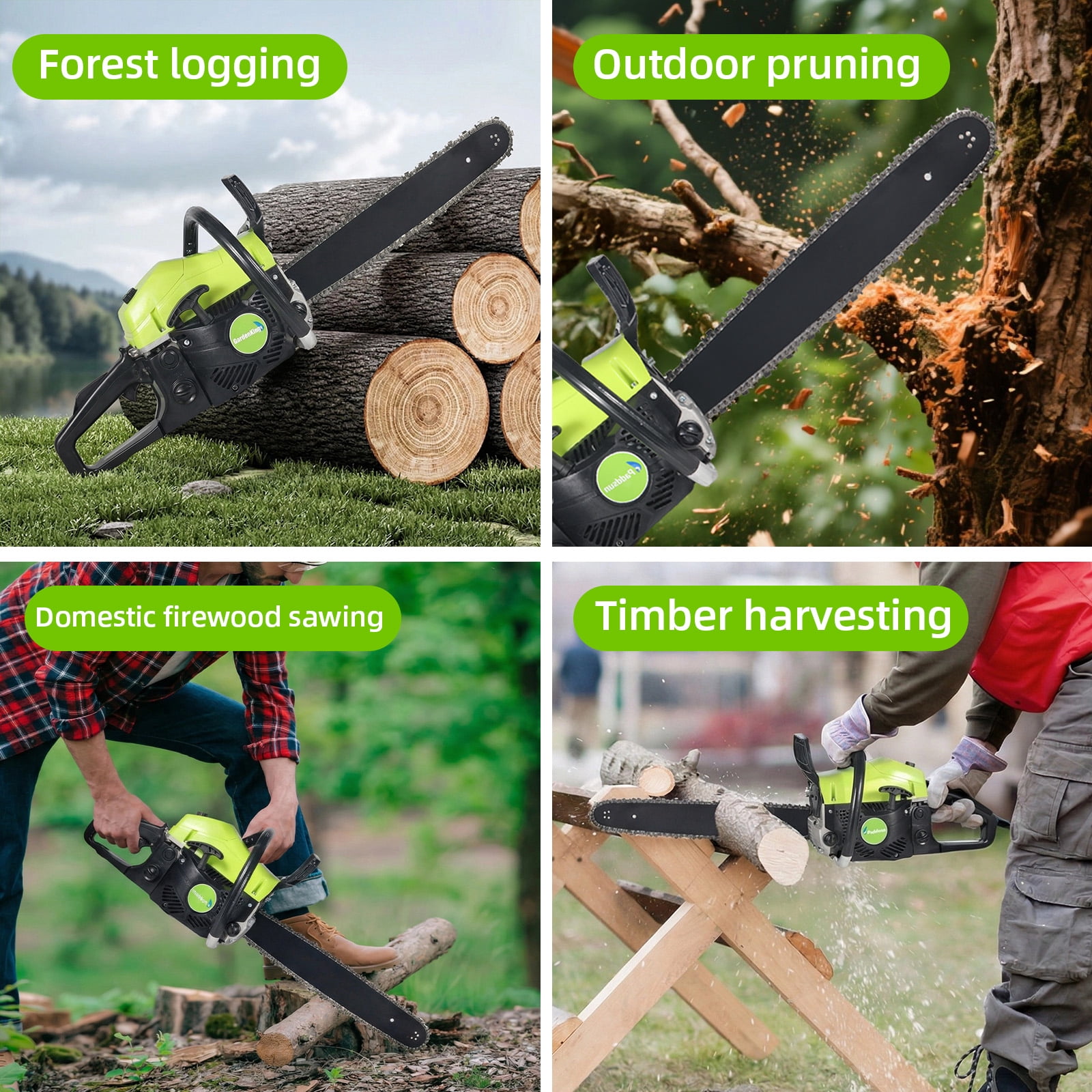 Paddsun 58CC Gas Chainsaw, High-Performance Wood Cutting Tool with Automatic Chain Oiler (Green, 18 in) 6oe4f - Image 7
