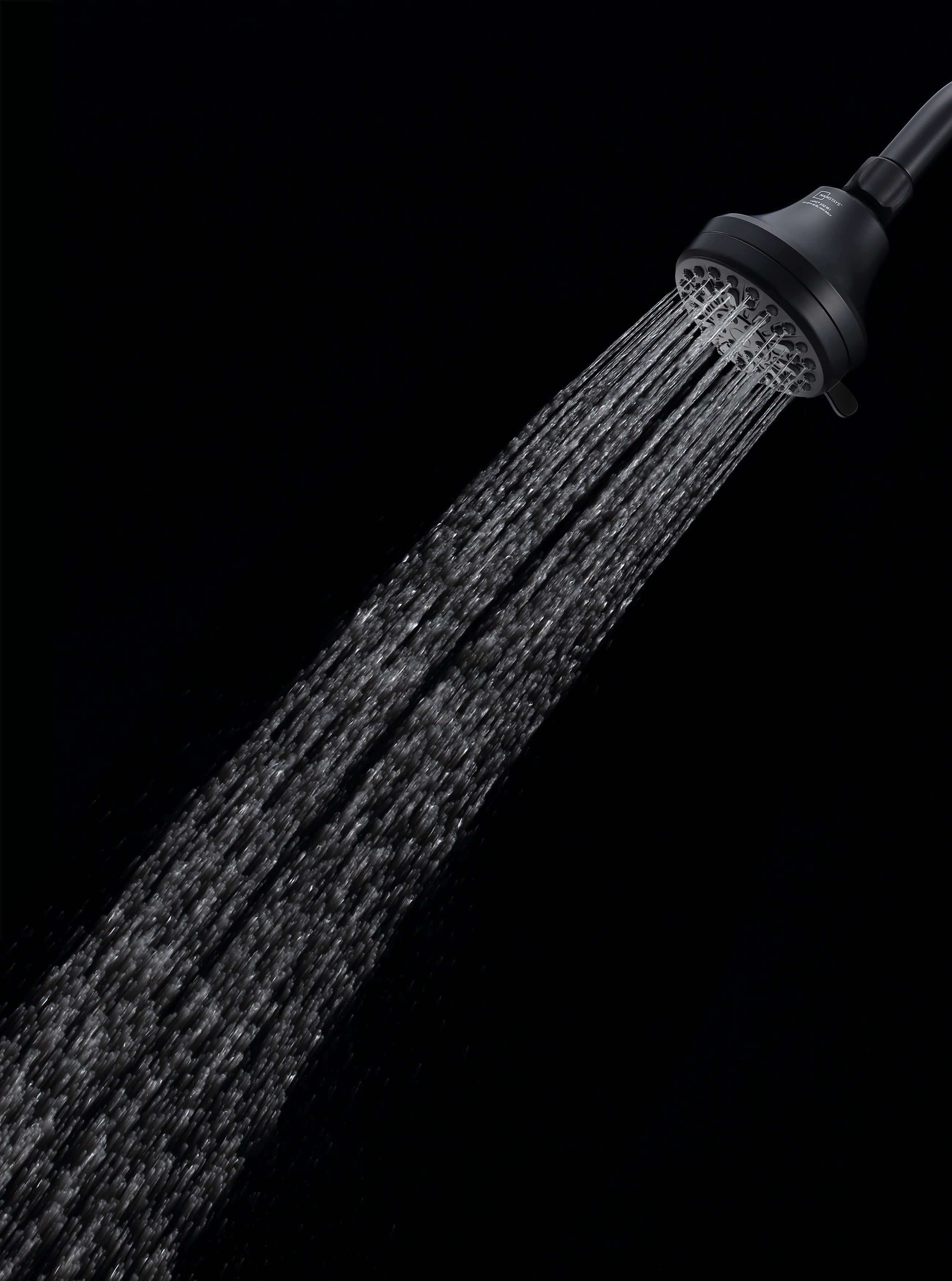 Mainstays 6-Setting Shower Head, High-Pressure Adjustable Spray (Matte Black, 3.5 in Face) 58u1n - Image 2