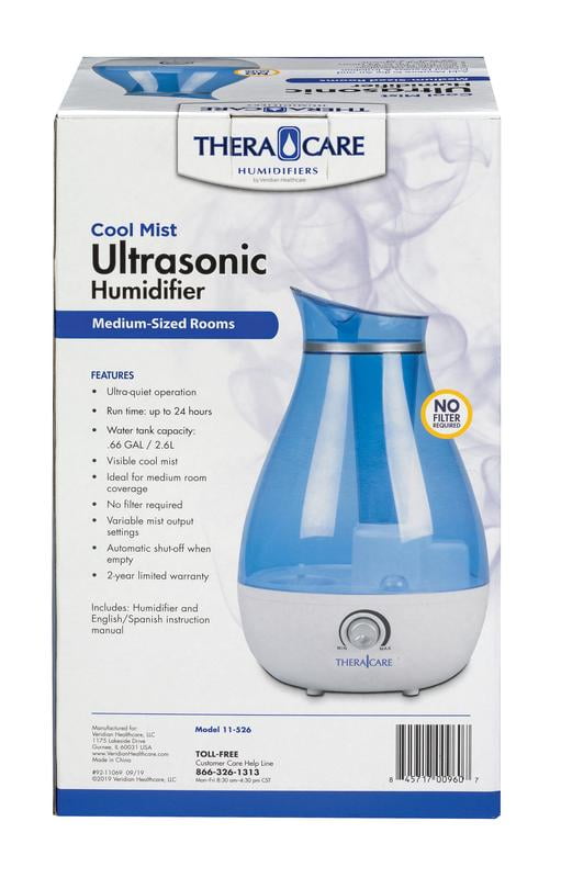 Thera Care Cool Mist Ultrasonic Humidifier for Medium Rooms (Blue, 84.5 fl oz) ik1v6