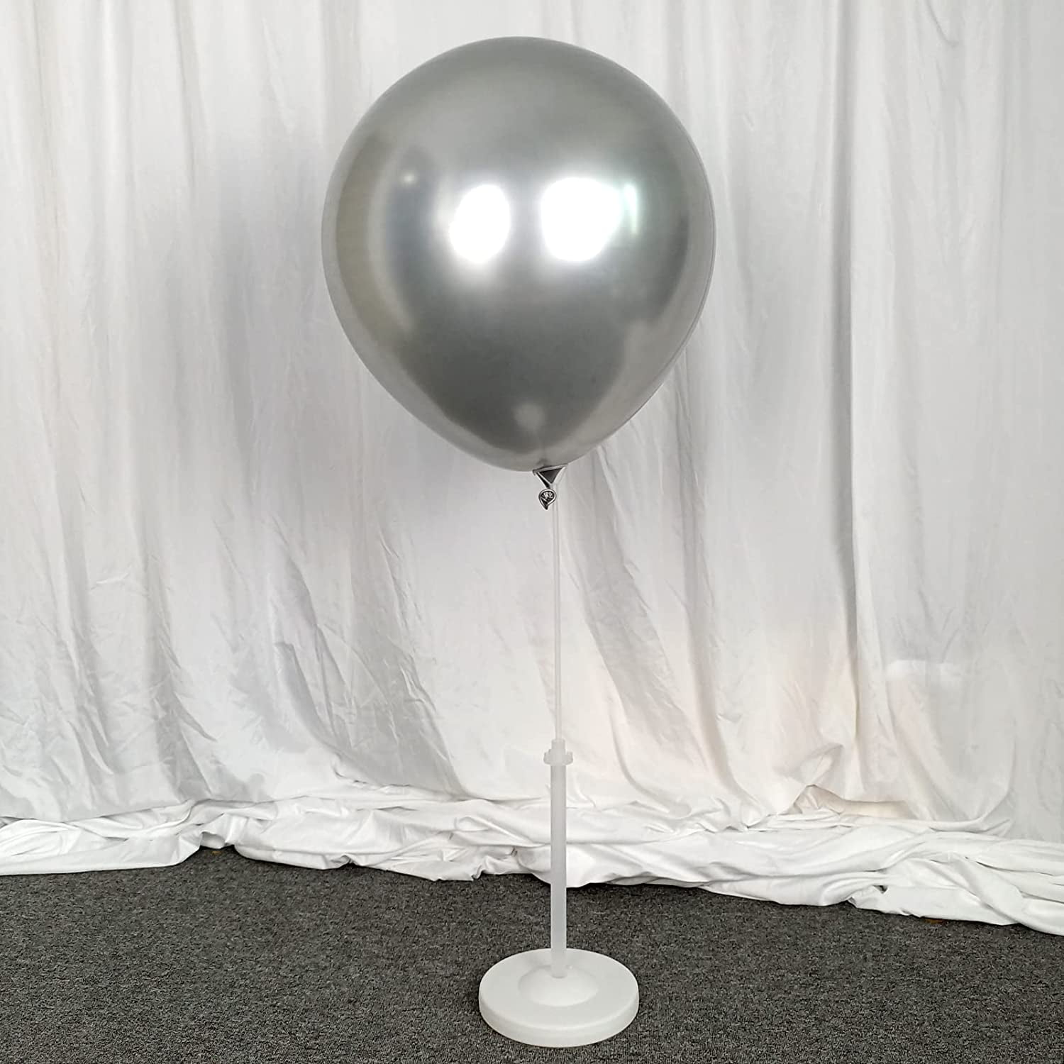 KIRIKOU Chrome Metallic Silver Balloons, Heavy-Duty Latex Party Decor (18 in, 10 Pack) d5d1i