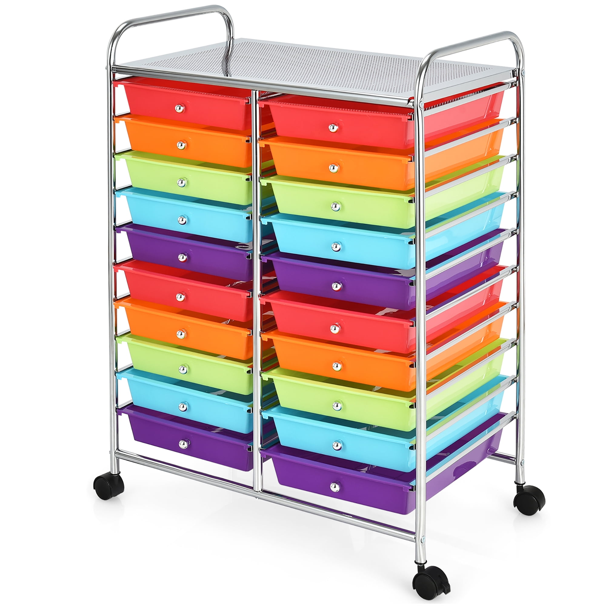 Costway 20 Drawer Rolling Storage Cart Organizer for Office Crafts and Tools (Multicolor, 20 Drawers) g1zft