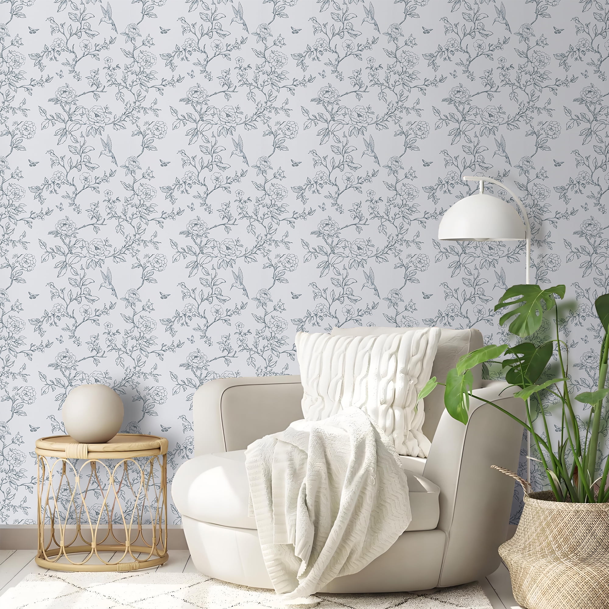 Abyssaly Floral Peel and Stick Wallpaper, Removable Self-Adhesive Vinyl Wall Decor (Off-White, 17.3 in x 118 in) 8m31o