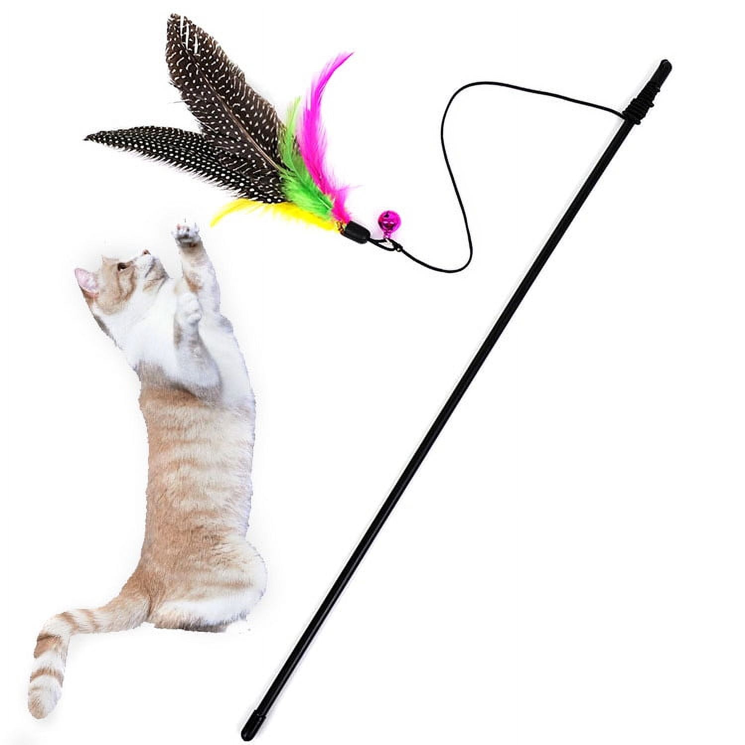 OAVQHLG3B Interactive Cat Wand Toy with Feather Refills and Bell (1 Pack) 7rux8