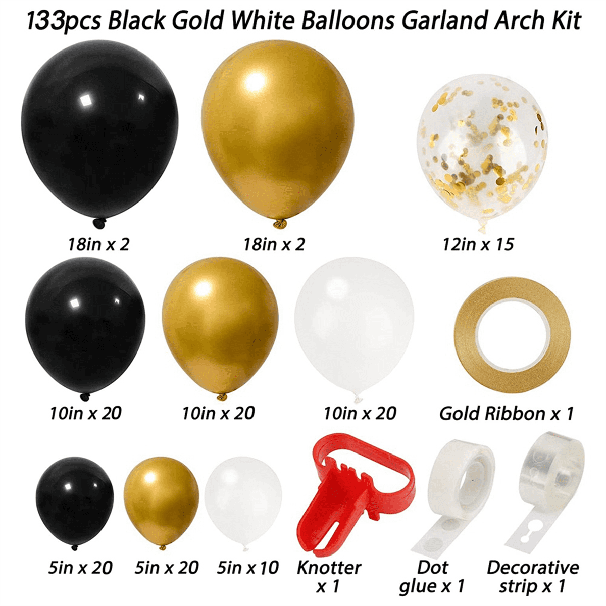 Generic Balloon Garland Arch Kit (Black and Gold, 129 Pieces) 9cybd - Image 3