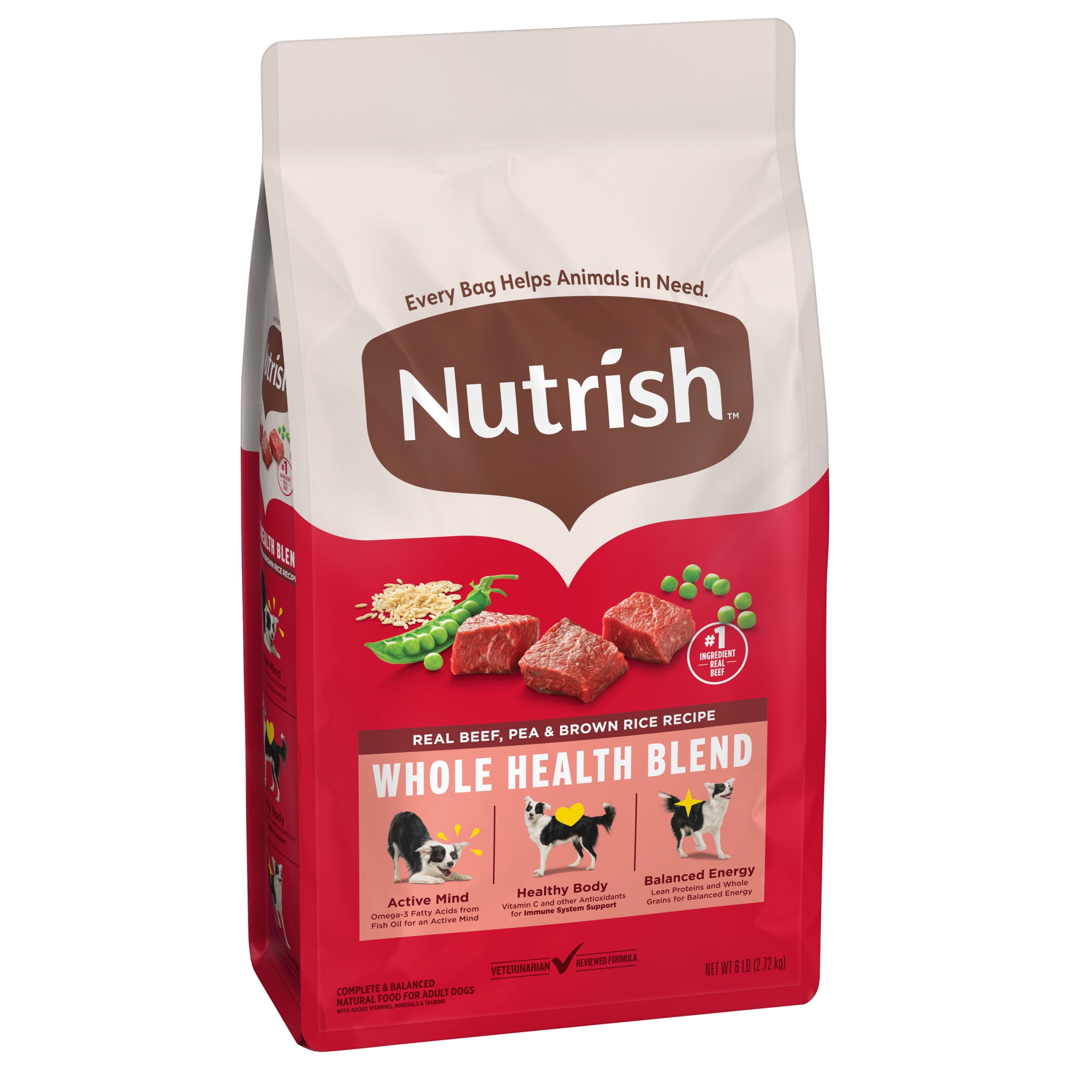 Rachael Ray Nutrish Natural Dry Dog Food, Real Beef, Pea & Brown Rice Recipe (Brown, 6 lb) 72gnc