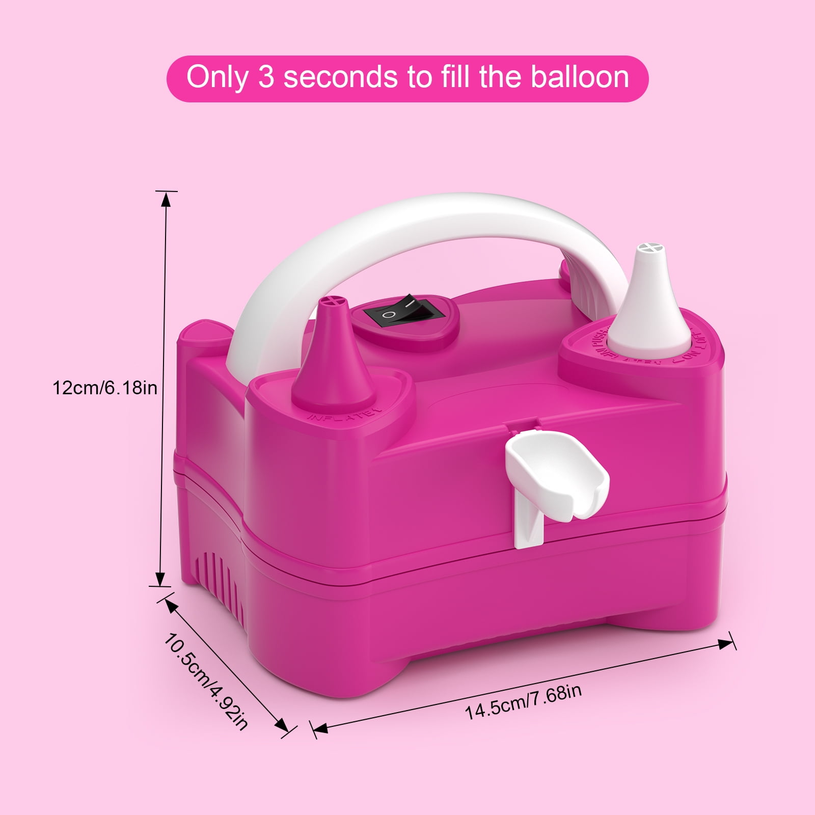 ID IDAODAN Electric Balloon Pump Dual Nozzle Inflator for Party Decorations (Red, 6.1 x 4.53 x 4.92 in) bzhtl